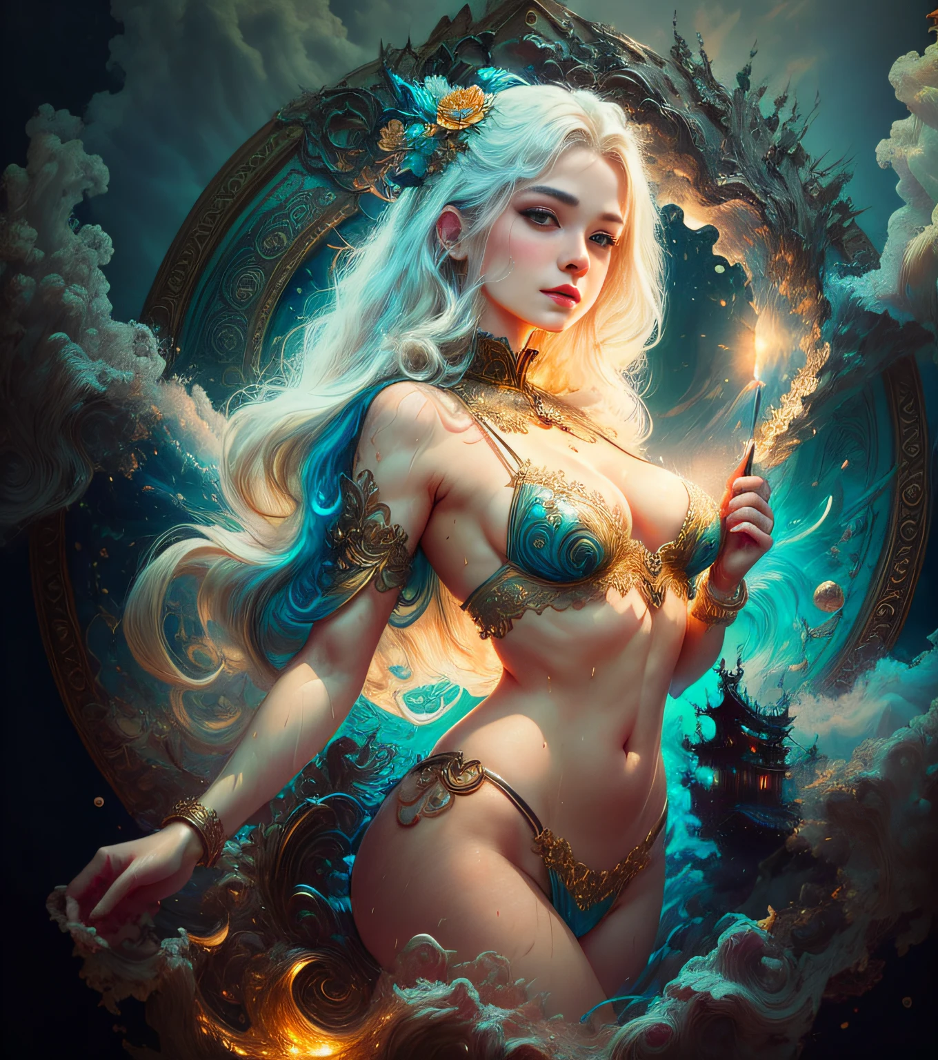face by tom bagshaw art station,, Moon Goddess, Full Length Figure, Contemptuous Gaze, Detailed Face, (Naked: 1.4), (See-Through Lingerie: 1.3), Gold Decoration, Black Plain Background,beautiful caucasian girl close-up, body in dynamic movement, oil, digital art, splash, full body,art by Sakimichan,oriental mandala tattoo, fractal background, silver and gold and bronze spirit,floating antique clock, lamp ancient, splash,seductive pose, visible pubic hair, breasts visible,full body,beautiful European Caucasian Girl, Beauty, sexy, bare breast, cleavage, bare legs, see-through, standing, hanfu, wet, clear, realistic, highest detail, dragon pattern, phoenix, sacred, holy, golden mountains, heavenly palace, countless palaces, clouds, golden light, golden lotus, (tianchi bath), view of pubic hair,splash, full body,art by Sakimichan,slight smile,plash,seductive pose, visible pubic hair, breasts visible,full body,Transparent clothing, slight smile,Jean-Baptiste Monge style, bright, beautiful , splash, Glittering , cute and adorable, filigree, , rim lighting, lights, extremely , magic, surreal, fantasy, digital art, , wlop, artgerm and james jean,floating antique clock, lamp ancient, splash,floating antique clock,face by tom bagshaw art station,, The perfect masterpiece,Highest quality,Perfect artwork,8K, Upper Body Lens,front portrait,Delicate face,Watching the audience, beautifuGirl,Magical transparent eyes,white hair,Red background, Digital Art,plane illustrations,colorful illustration,minimalist style,anime cartoon style,face by tom bagshaw art station, view of pubic hair,Goddess maiden, gorgeous, splashing, flame, flowing pen and ink,full female body, beautiful caucasian girl close-up, body in dynamic movement,fluid, 3d fractals, light particles, spirit ink, smooth, shimmery, dreamy glow, 16k, sf, complex art masterpiece, Transparent clothing, slight smile,, open legs, view of pubic hair, 1 sexy girl in transparent forest clothes,exposed breasts, open transparent t-shir