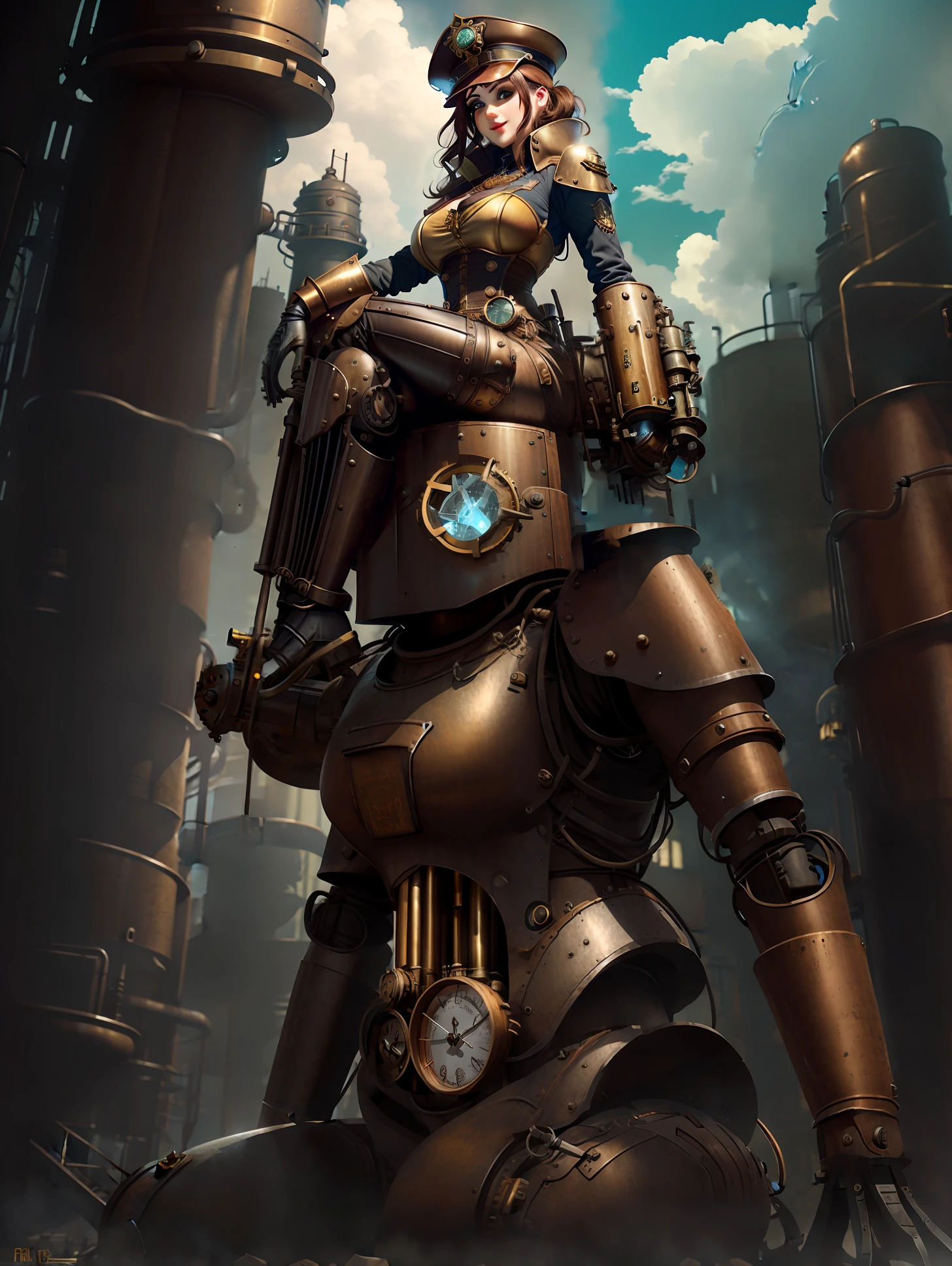 steampunk factory of golems