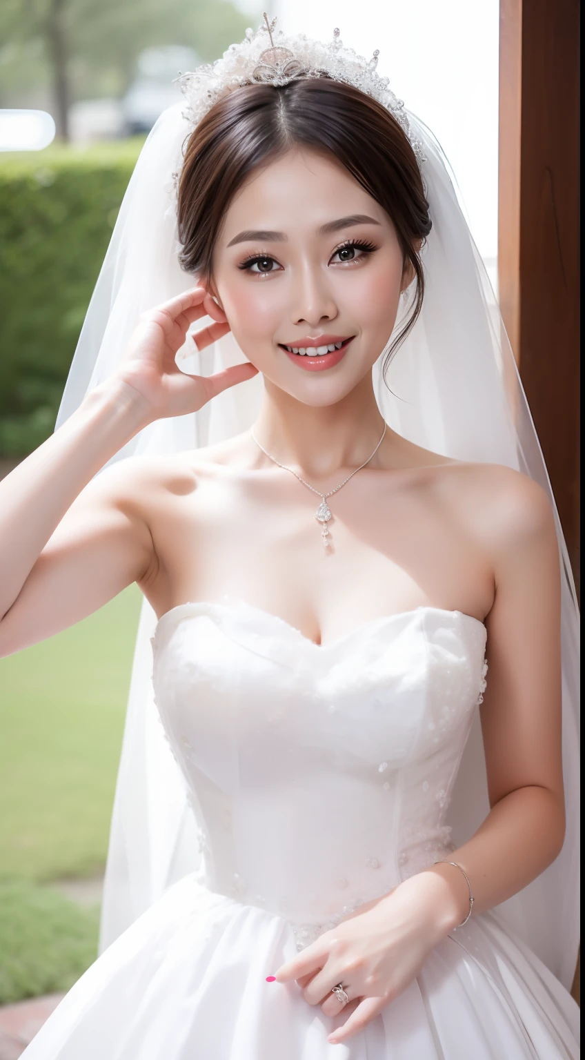 Fashion model 18 years old [[[[closeup cleavage]]]], [[[[boobgasm]]]], [[[[coll]]]], [[[[bshoulders]]]], perfect  eyes, Perfect iris，perfect lips，perfect teeth，Perfect skin，Long face，Soft front light，HDR，filmgirl,wedding gown，（pastel colour：1.2）
