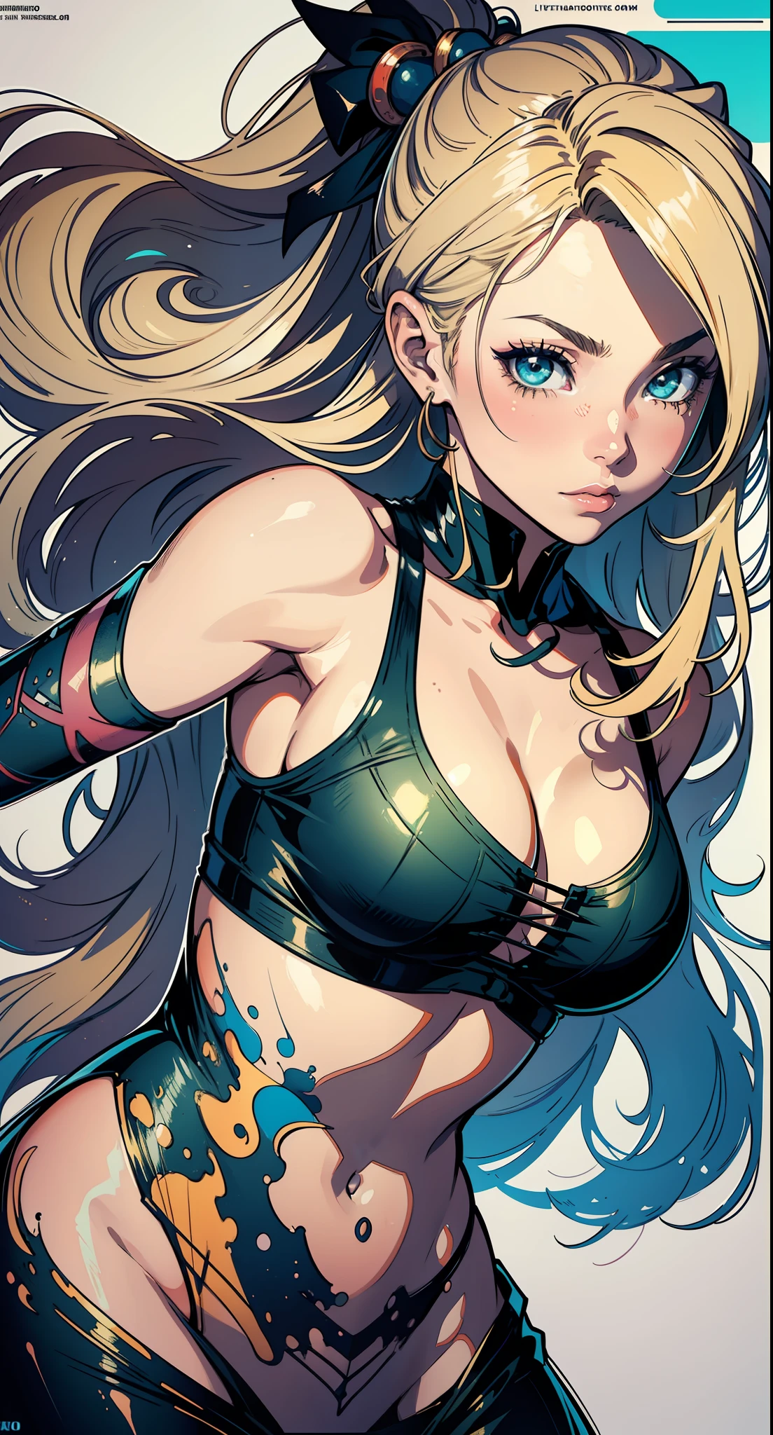 526mix, Lyriel, CheeseDaddys ::Mauritius S. Miller e Yoji Estilo Shinkawa ::::Estilo Yoji Shinkawa ::2.0 comix illustration style,Estilo Tatoon , Comic book style ,Emily Sears Argentina  ,mulher bonita com cabelo longo ultra detalhado, (fundo bonito e claro:1.2),, fantastic paintings ,Estilo grafite;,  flor, olhos altamente detalhados , uma camiseta ou vestido com uma blusa branca por baixo, with both fists in a fighting position, e pulseiras, lutando contra um inimigo, com longos cabelos pretos , vitrais coloridos,  fora, Vibrando, Estilo Alphonse Mucha, Fantastic paintings by Joe Madureira  ,alta qualidade,  arte,Kelly Brook mulher bonita com cabelo loiro longo  , liberdade, alma, digital illustation, comiс style, anatomia perfeita, Centrado, Approaching perfection, Dynamic, altamente detalhado, pintura em aquarela, Artee station, artee conceitual, liso, foco nítido, illustration, artee de Carne Griffiths e Wadim Kashin,peito grande,Anime girl alone with a medium length pose and cute clothes, short pastel blonde hair , Heterocromia, anatomia perfeita, Centrado, Approaching perfection, Dynamic, altamente detalhado, folha de caracteres, Artee station, artee conceitual, liso, foco nítido, illustration, artee por Kim Jung gi,, Artgerm, Carne Griffiths e Wadim Kashin , Sasha Yakovleva, Loish, Jeremy Mann, tiro de corpo inteiro, folha de caracteres, Onda de raios, Pintura em aquarela anime bonita ,Paint Dripping por Tim Okamura, Victor Nizovtsev, Greg Rutkowski, Noah Bradley. trending on ArtStation, 8k, master part, tinta grafite, detalhes finos, cheio de cor, detalhes intrincados, golden ratio illustration,monochrome green background, master part, best quality, alta qualidade, Alto, best quality, high resolution fix, bright amazing lighting, aprimoramento de detalhes, best quality, alta qualidade, Alto, aprimoramento de detalhes