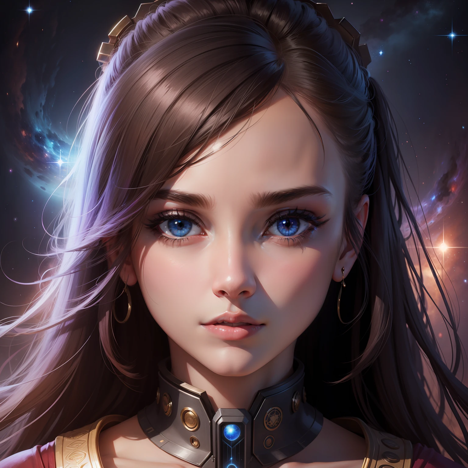 A cosmic girl,realistic face,4k,