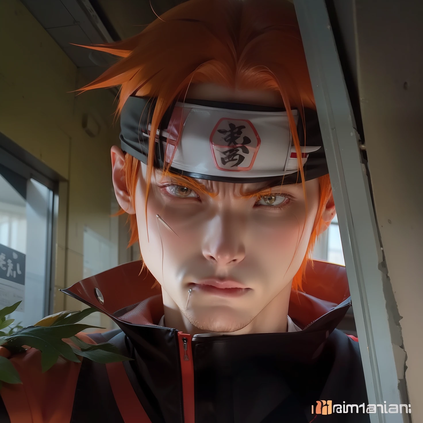 1boy,Orange hair,pain Akatsuki,realistic