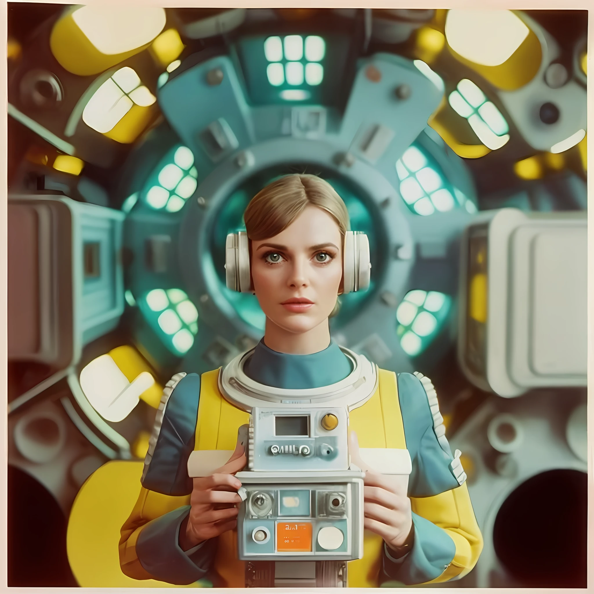 4k image from a 1970s science fiction film, imagem real, Estilo Stanley Kubrick, pastels colors, people wearing retro-futuristic fashion clothes and futuristic technological ornaments and devices in the cafeteria, luz natural, cinemactic, Psicodelia, futurista estranho, retro-futurista, photo-realistic, olhos reais, perfect hands, cabelo perfeito, ricos detalhes do rosto, hiper detalhado, hyper realistic, textura real da pele, texturas de tecido real, Sharp background details, sharp render, Sci-fi dos anos 1970, photo taken with an ARRI Alexa camera with panavision sphero 65 lens.