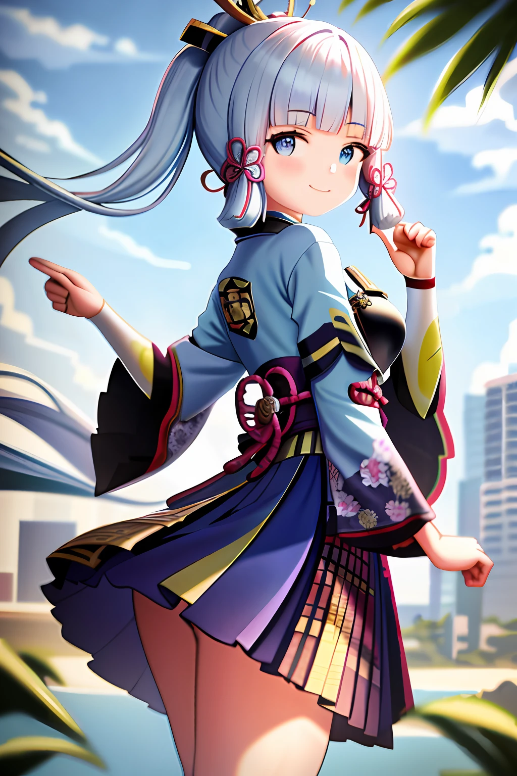 masterpiece, highres, best quality, 1girl solo, kamisato_ayaka, smile, kimono