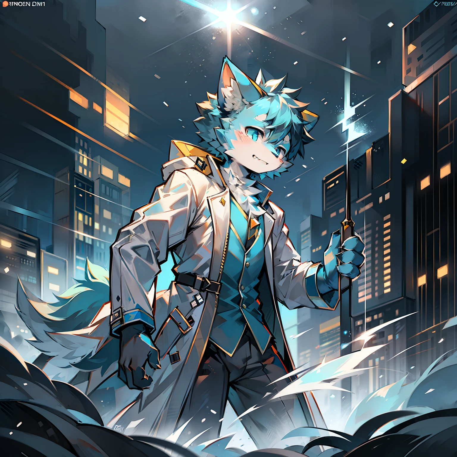 Cybermetropolis,Thunder,drifting snow,Male blue cat,Chinese trench coat,Quantum ghost,firmament,shoun,Single-image charts