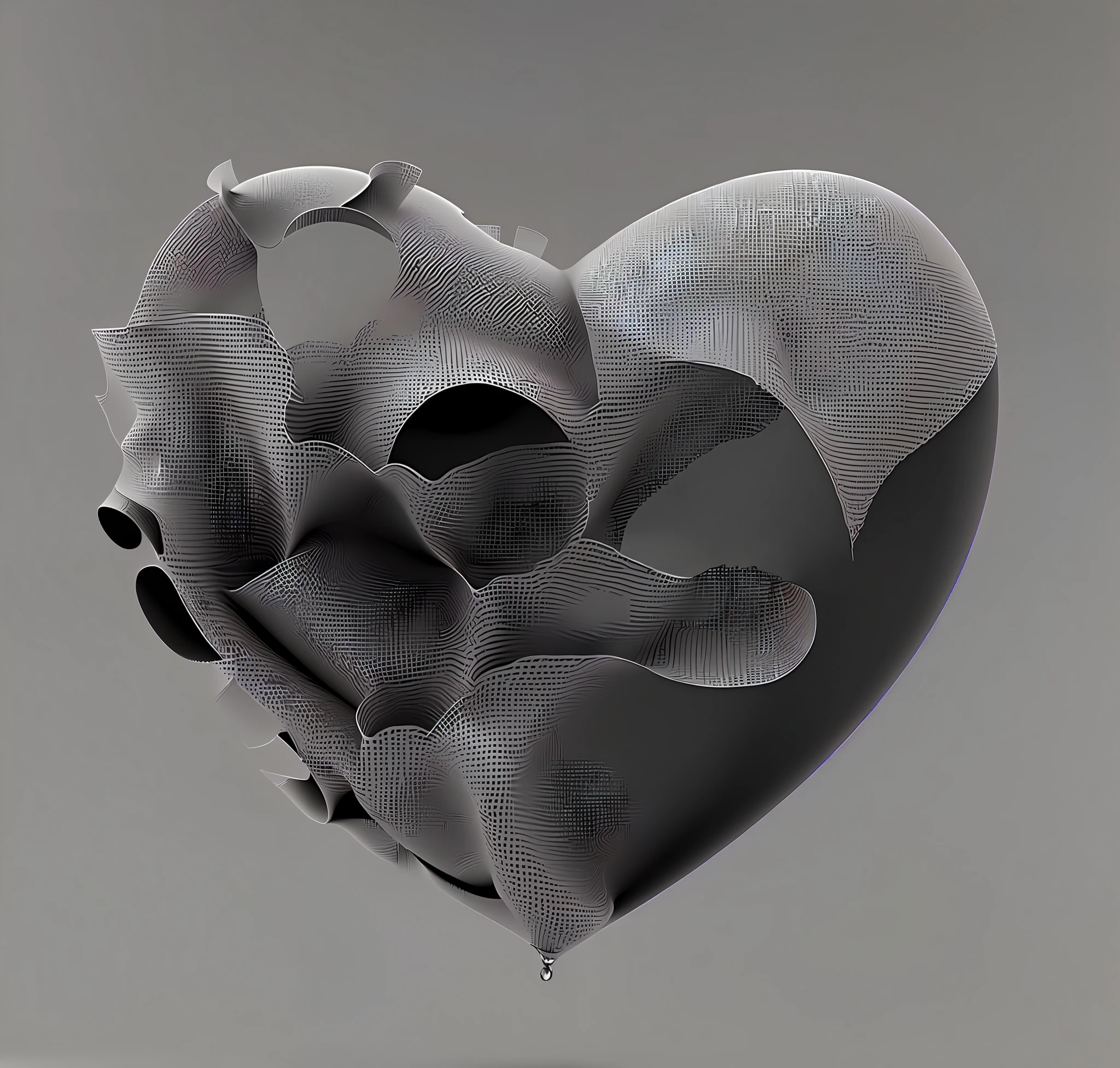 Heart-shaped object with a hole in the middle, soft 3D rendering, arte do liquidificador, Cloth simulation with Houdini, renderizado no liquidificador, projetado no liquidificador, Processado, renderizado em keyshot, smooth rendering, renderizado em cinema4d, mechanical heart in center, renderizado em cinema 4 d, renderizado com liquidificador, Renderizado em Houdini, Abstract cloth simulation