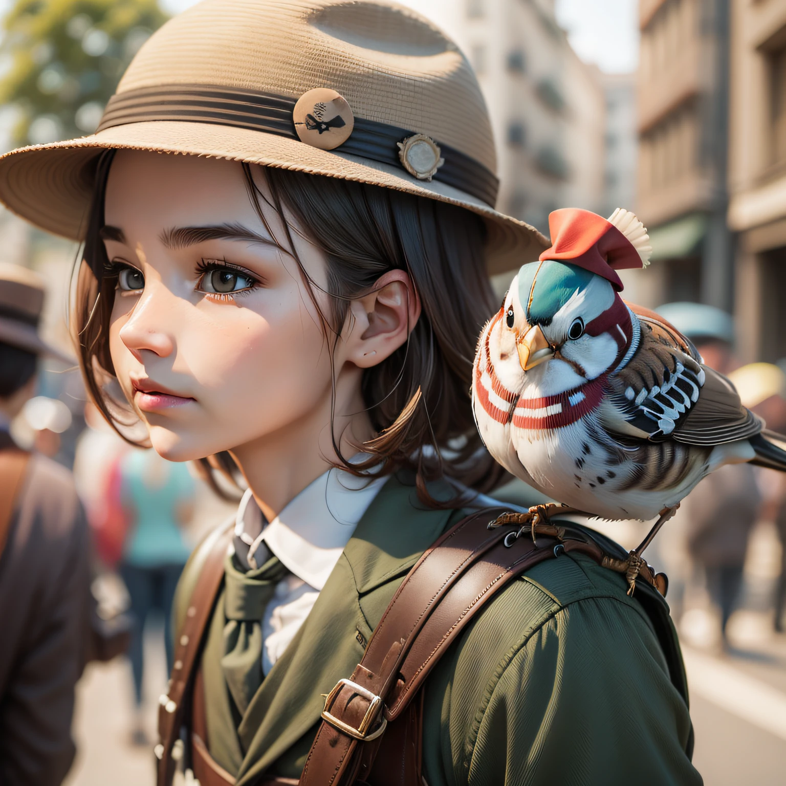 sparrow,Head,face,adolable,comic strip,white backgrounid,mito,frontage,The face occupies the entire picture,Kizi,The hat of the finch