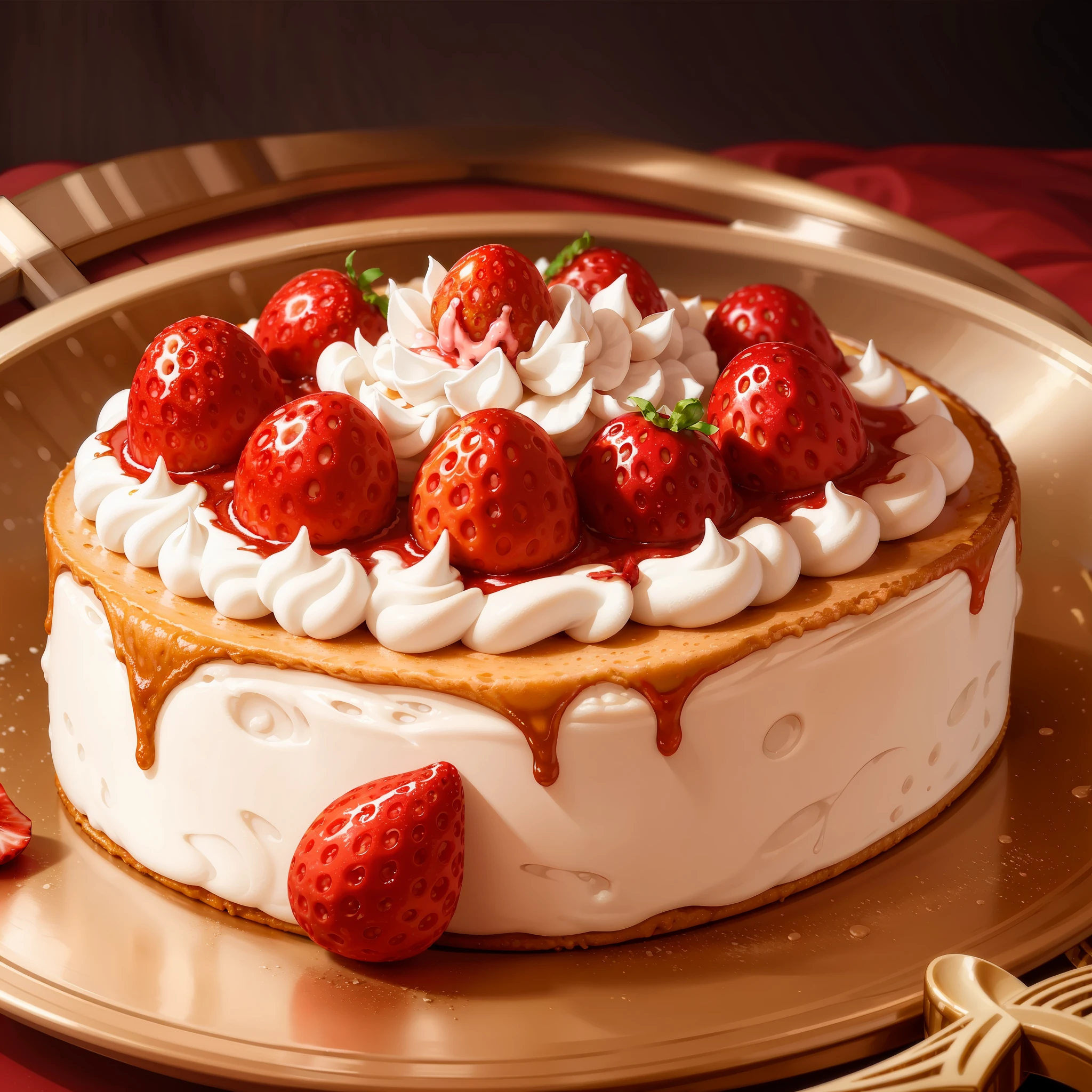 tmasterpiece，high high quality，Top quality，Creamy strawberries，foodphoto，delicacy，delicated，