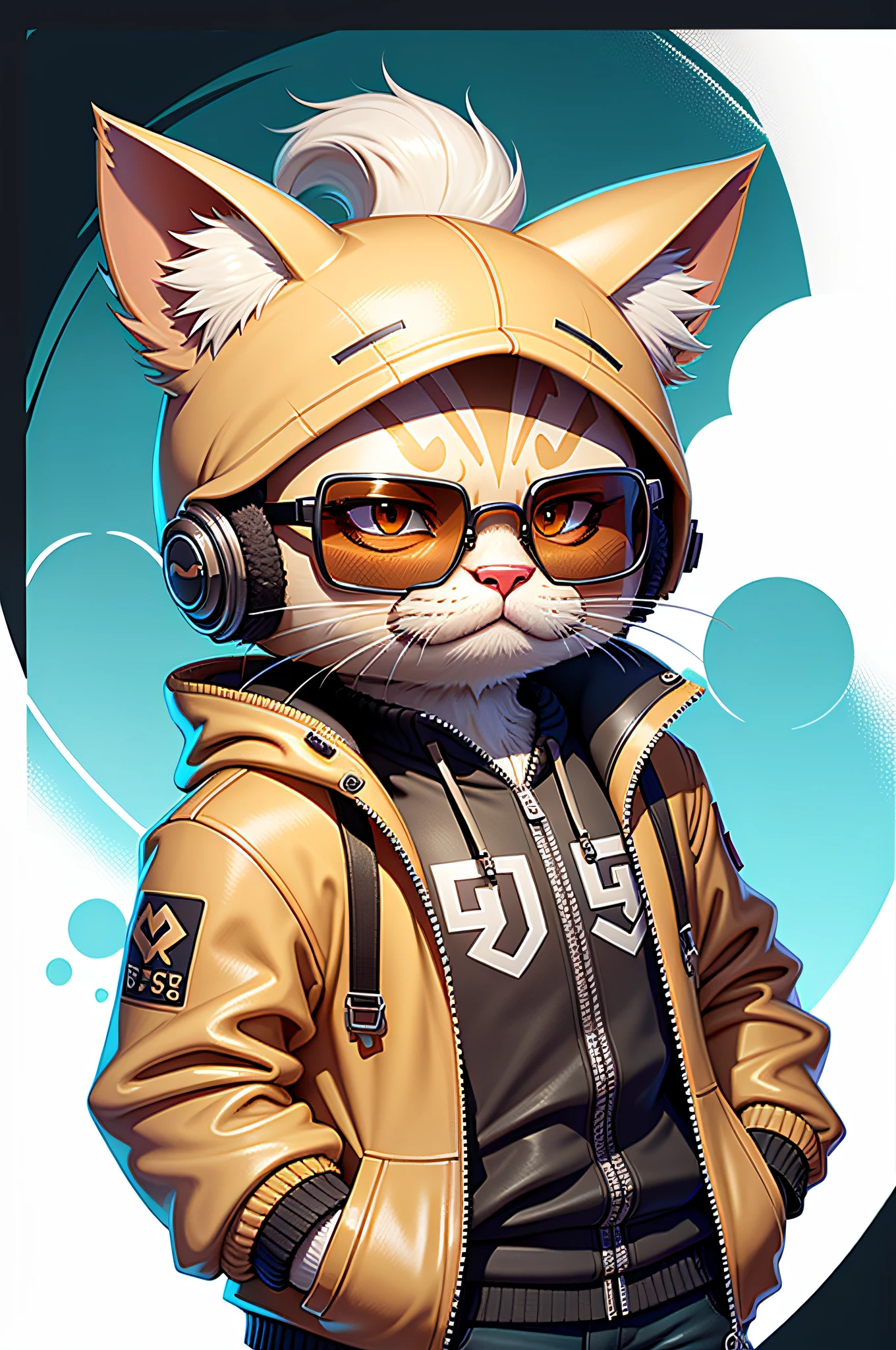 c4tt4stic, a cartoon cat wearing a jacket and sunglasses,