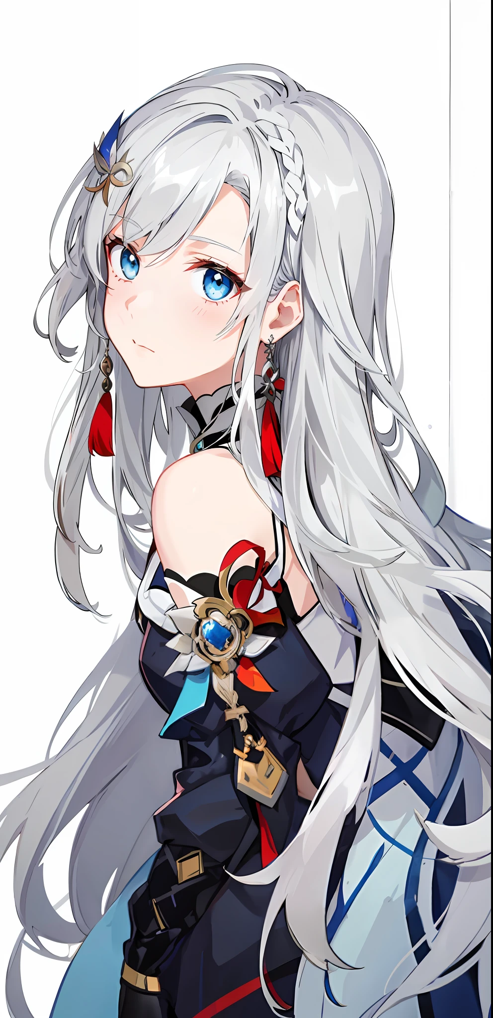 Anime girl with long white hair and blue eyes, white-haired god, white haired Cangcang, White-haired, Girl with white hair, Silver hair (pony tails), Perfect white haired girl, silber hair, Silver hair girl, white haired lady, From Arknights, Girl silver hair, female anime character, from girls frontline, detailed anime character art, white-hair pretty face