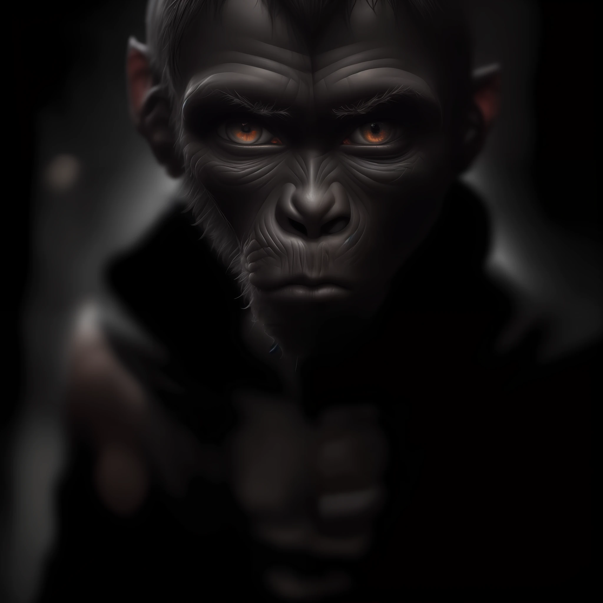 (sharp focus:1.2), an award winning photo of an monkey dressed as a monk, black outside, lightning back lighting, , lines on face, wrinkles, extremely detailed skin, sadness, hopelessness ,cloudy eyes, (deep shadows:1.1), high contrast, beautiful eyes, absurdres, 8k, (high quality:1.3), , artstation hd, concept art, detailed face and body, award-winning photography, (moody lighting:1.2), depth of field, bokeh, 4K, HDR