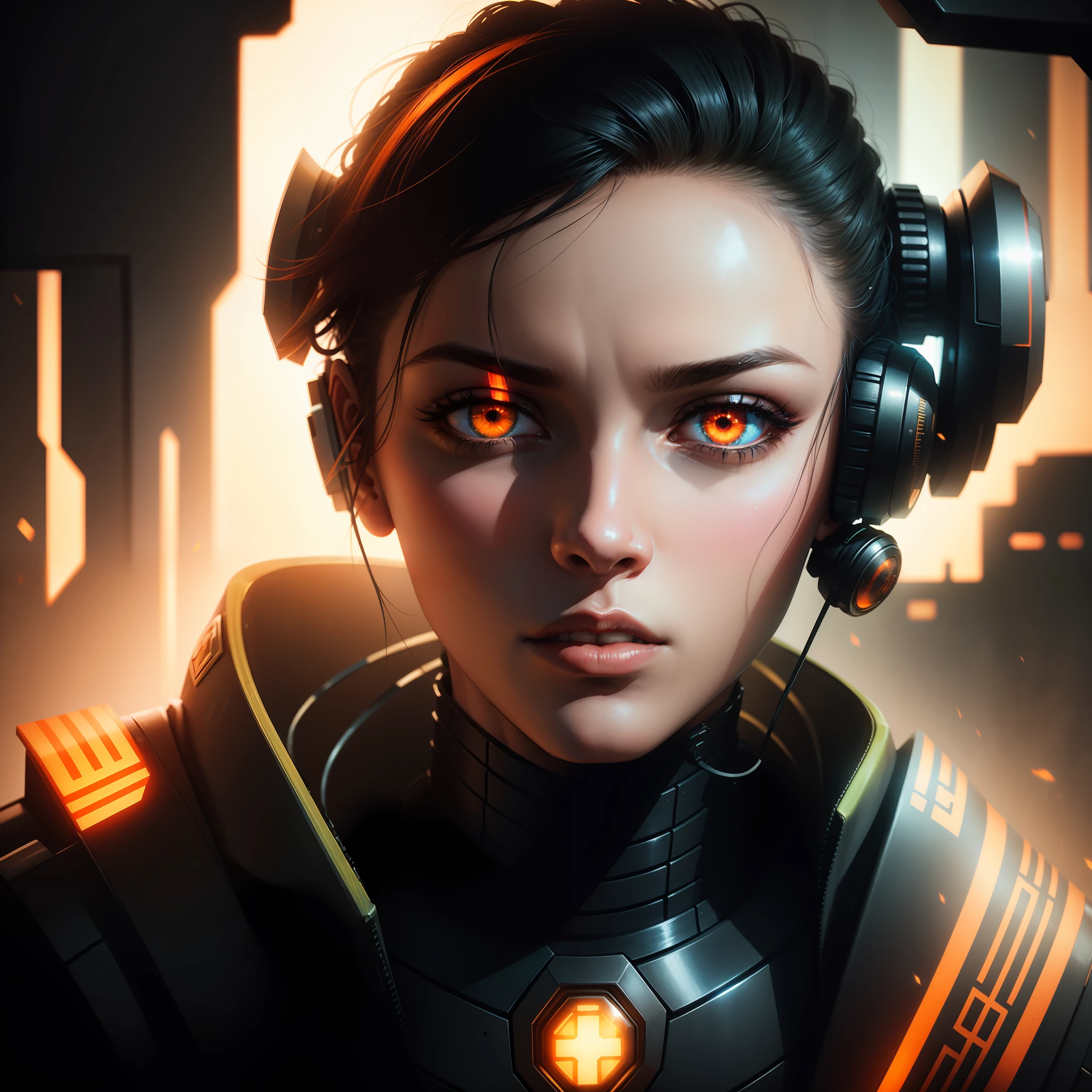 head portrait,cyber punk perssonage,Film texture,Light,Shadow tones,Rainbow,ember,