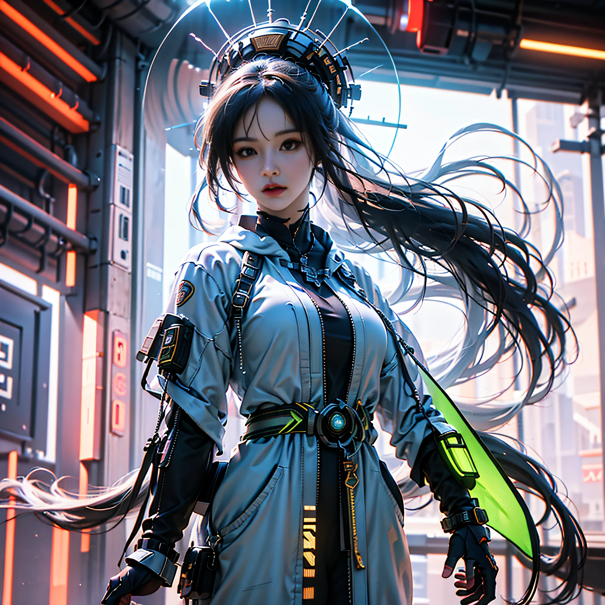 ((Best quality)), ((masterpiece)), (detailed:1.4), 3D, an image of a beautiful cyberpunk female,HDR (High Dynamic Range),Ray Tracing,NVIDIA RTX,Super-Resolution,Unreal 5,Subsurface scattering,PBR Texturing,Post-processing,Anisotropic Filtering,Depth-of-field,Maximum clarity and sharpness,Multi-layered textures,Albedo and Specular maps,Surface shading,Accurate simulation of light-material interaction,Perfect proportions,Octane Render,Two-tone lighting,Wide aperture,Low ISO,White balance,Rule of thirds,8K RAW,