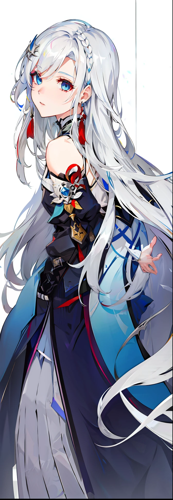 Close-up of a man with white hair and blue eyes, shenhedef，shenhernd, white-haired god，From the night of the ark, white haired Cangcang, White-haired, Perfect white haired girl, arknight, from girls frontline, azur lane style, 《azur lane》role, white haired lady, silber hair, Ashe, Girl with white hair, Fine details. Girl Front, Official artwork