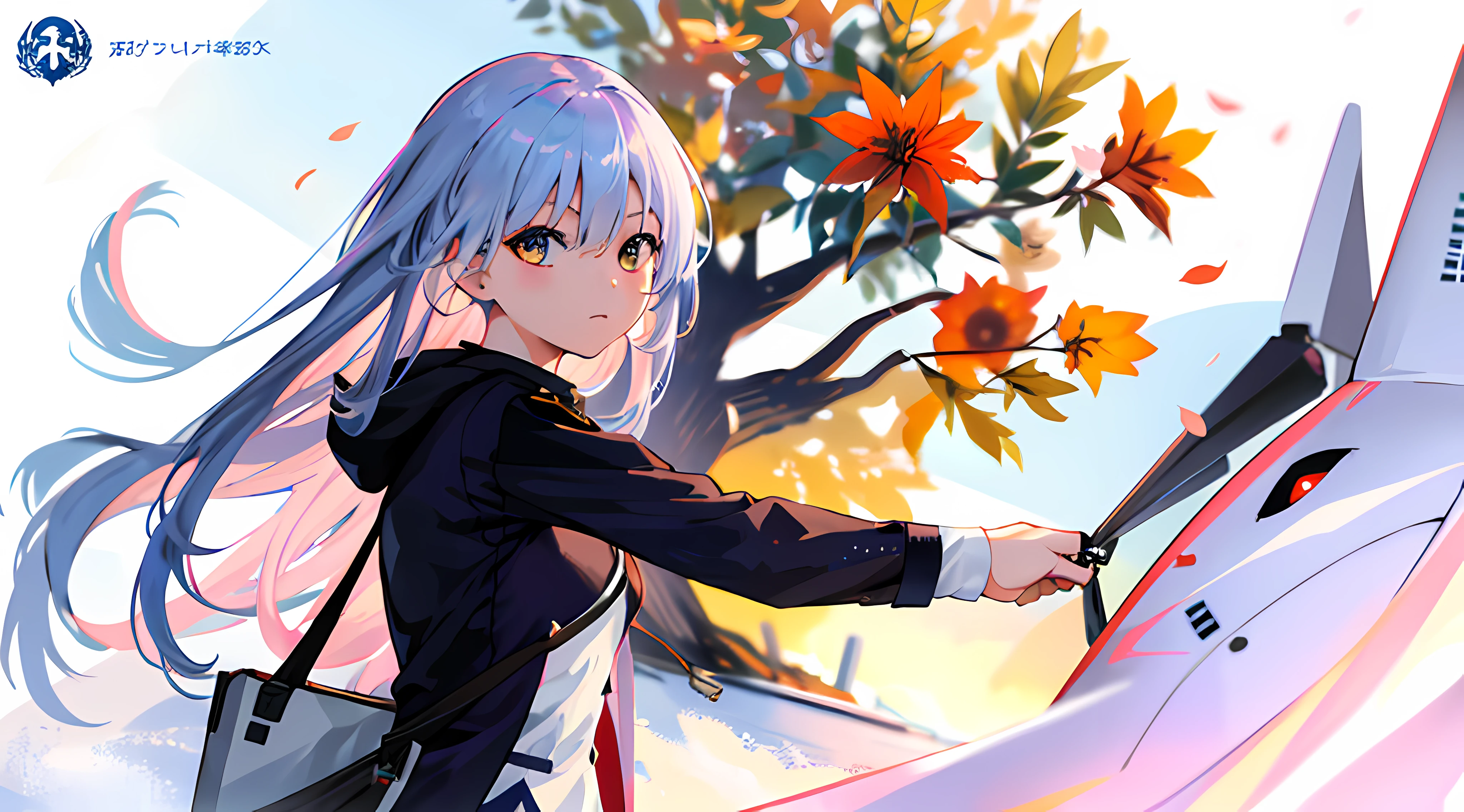 Anime girl with bag and bird, 《azur lane》role, A scene from the《azur lane》videogame, from girls frontline, azur lane style, girls frontline style, hanayamata, Girl Front, Fine details. Girl Front, Girls Frontline CG, girls frontline universe, kagamine rin, Kantai collection style, From Arknights,best quality,highly detailed,masterpiece,ultra-detailed,illustration,very_close_to_viewers,looking at viewer,day,beautiful detailed starry sky,cat,comic,in a meadow,grove,cute face