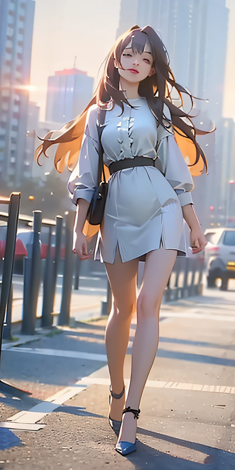 mix4, 20d, solo, long_hair, shirt, dress, high_heels,full_body, look_at_viewer, (8k, RAW photo, best quality, masterpiece:1.2), (realistic, photo-realistic:1.37), professional lighting, photon mapping, radiosity, physically-based rendering,