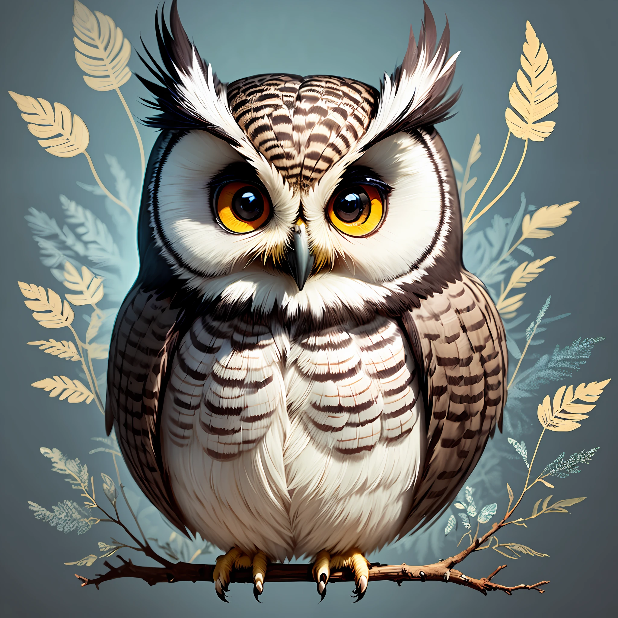 Adorable owl, hand-drawn, chibi style, full body, happy facial expression, in blue color, 16K resolution, detailed feathers, 4D cinema, nursery artwork, white background --auto --s2