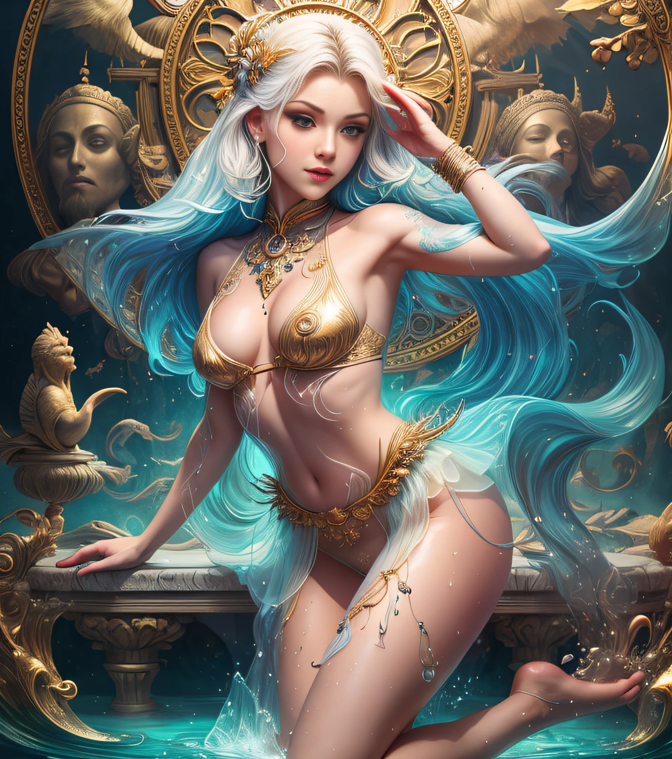face by tom bagshaw art station,, Moon Goddess, Full Length Figure, Contemptuous Gaze, Detailed Face, (Naked: 1.4), (See-Through Lingerie: 1.3), Gold Decoration, Black Plain Background,beautiful caucasian girl close-up, body in dynamic movement, oil, digital art, splash, full body,art by Sakimichan,oriental mandala tattoo, fractal background, silver and gold and bronze spirit,floating antique clock, lamp ancient, splash,seductive pose, visible pubic hair, breasts visible,full body,beautiful European Caucasian Girl, Beauty, sexy, bare breast, cleavage, bare legs, see-through, standing, hanfu, wet, clear, realistic, highest detail, dragon pattern, phoenix, sacred, holy, golden mountains, heavenly palace, countless palaces, clouds, golden light, golden lotus, (tianchi bath), view of pubic hair,splash, full body,art by Sakimichan,slight smile,plash,seductive pose, visible pubic hair, breasts visible,full body,Transparent clothing, slight smile,Jean-Baptiste Monge style, bright, beautiful , splash, Glittering , cute and adorable, filigree, , rim lighting, lights, extremely , magic, surreal, fantasy, digital art, , wlop, artgerm and james jean,floating antique clock, lamp ancient, splash,floating antique clock,face by tom bagshaw art station,, The perfect masterpiece,Highest quality,Perfect artwork,8K, Upper Body Lens,front portrait,Delicate face,Watching the audience, beautifuGirl,Magical transparent eyes,white hair,Red background, Digital Art,plane illustrations,colorful illustration,minimalist style,anime cartoon style,face by tom bagshaw art station, view of pubic hair,Goddess maiden, gorgeous, splashing, flame, flowing pen and ink,full female body, beautiful caucasian girl close-up, body in dynamic movement,fluid, 3d fractals, light particles, spirit ink, smooth, shimmery, dreamy glow, 16k, sf, complex art masterpiece, Transparent clothing, slight smile,, open legs, view of pubic hair, 1 sexy girl in transparent forest clothes,exposed breasts, open transparent t-shir