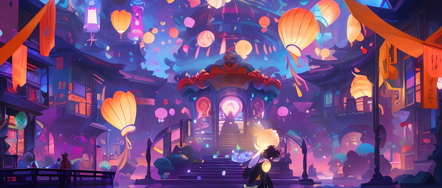 colorful anime movie background, Rosla global lighting, colorful concept art, concept art magical highlight, concept art stunning atmosphere, jen bartel, rossdraws cartoon vibrant, anime movie backgrounds, magical concept art, screenshot from the anime film, background artwork, ross tran. scenery background, Beautiful digital artwork