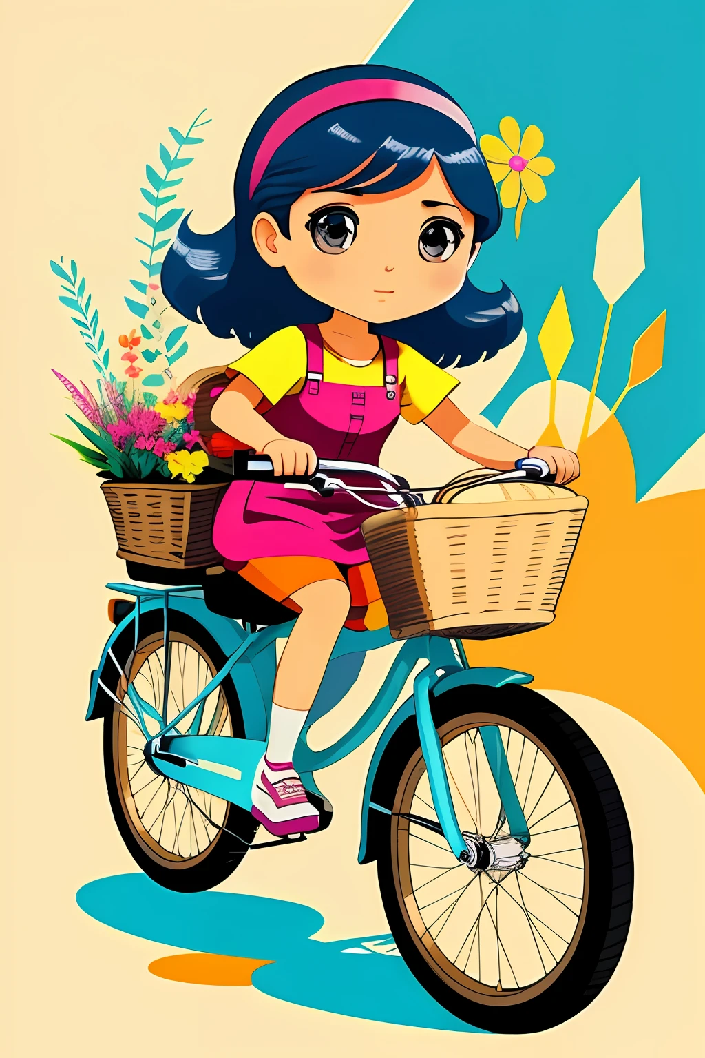 ((Uma bela mulher sentanda ,pedalando uma linda bicicleta com uma cesta repleta de flores coloridas )) ), ,, INTI (Chileno) acolchoamento ,multidimensional geometric wall PORTRAIT, arte, Chibi,
Yang08k, lindo, Colouring,
Primary works, qualidade superior, melhor qualidade, Arte Oficial, Beautiful and Aesthetic,32 k