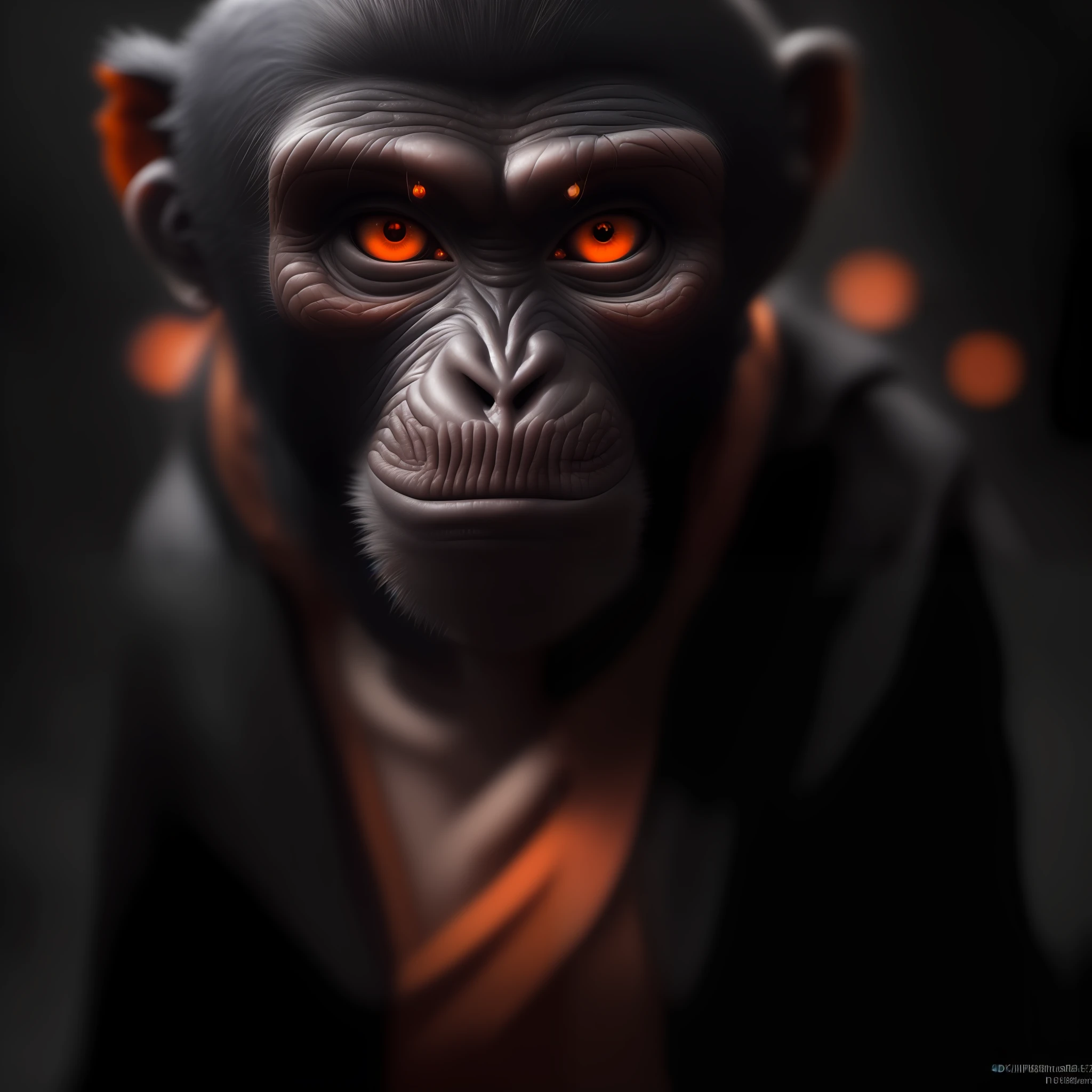 (sharp focus:1.2), an award winning photo of an monkey dressed as a monk Orange, black outside, lightning back lighting, happy, wrinkles, extremely detailed skin, hopelessness ,cloudy eyes, (deep shadows:1.1), high contrast, beautiful eyes, absurdres, 8k, (high quality:1.3), , artstation hd, concept art, detailed face and body, award-winning photography, (moody lighting:1.2), depth of field, bokeh, 4K, HDR