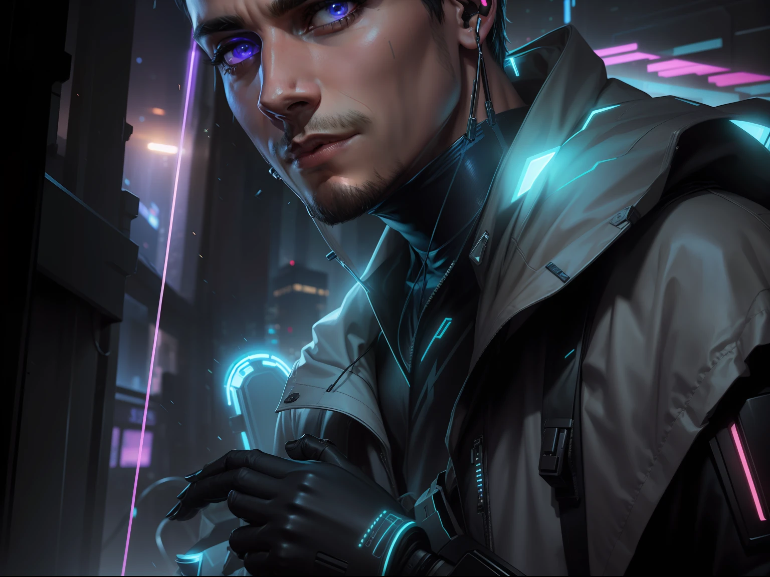 Change background cyberpunk handsome boy. 4k realistic