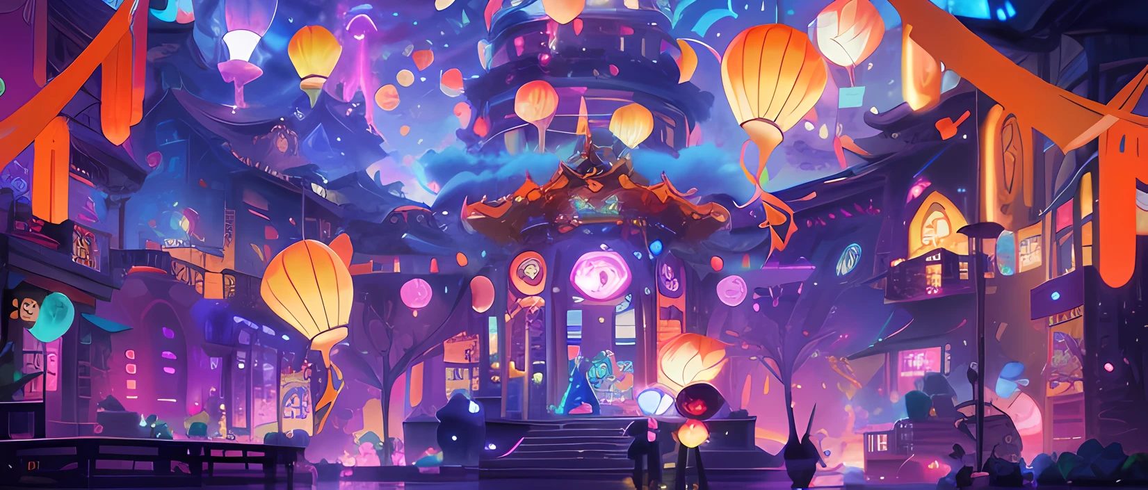 colorful anime movie background, Rosla global lighting, colorful concept art, concept art magical highlight, concept art stunning atmosphere, jen bartel, rossdraws cartoon vibrant, anime movie backgrounds, magical concept art, screenshot from the anime film, background artwork, ross tran. scenery background, Beautiful digital artwork