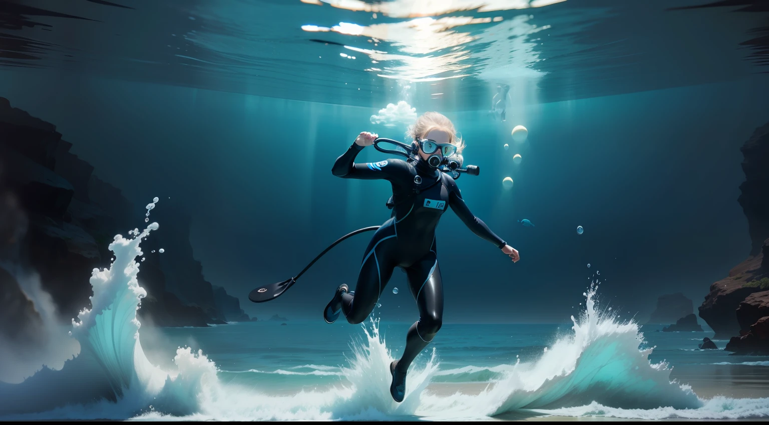 dive,Full body wetsuit,ocean floor