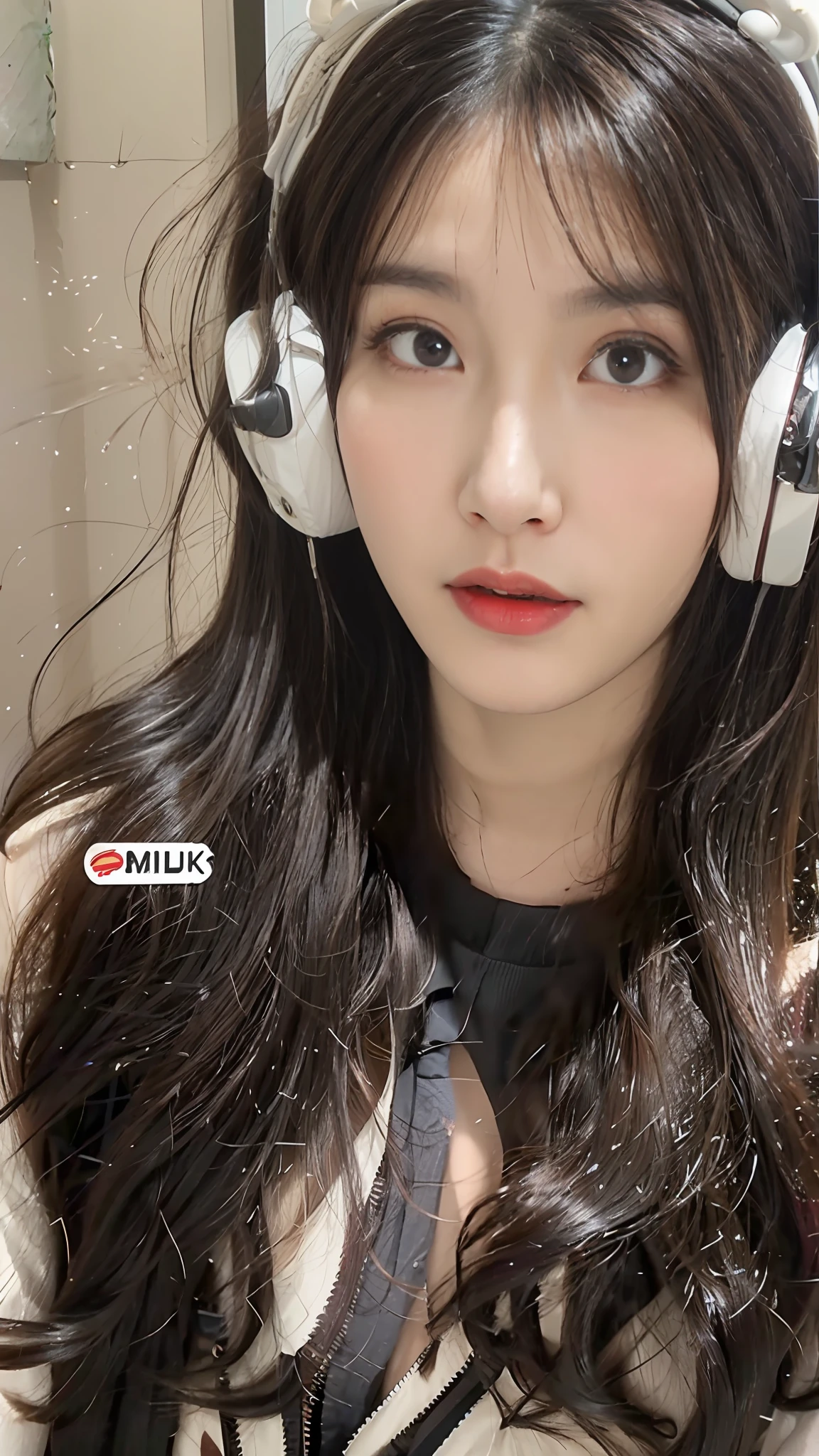 a close up of a woman with headphones on wearing a black and white shirt, instagram filter, profile image, korean symmetrical face, album art, profile picture, 8k selfie photograph, wan adorable korean face, jaeyeon nam, young adorable korean face, milky white skin, korean girl, heonhwa choe, from 8 k matte, with cute - fine - face, sakimichan, jinyoung shin, clear cute face, ((Best Quality, 8K, Masterpiece: 1.3)), Focus: 1.2, Sexy Beauty with Perfect Body: 1.4, Buttocks: 1.3, ((Layered Haircut, Beautiful Breasts: 1.2)), (Wet Clothes: 1.3), (Wild Exposure: 1.3), (Transparent Sexy Underwear: 1.1), Highly Detailed Face and Skin Texture, Delicate Eyes, Double Eyelids, Oily Skin, Long Hair, (Shut Up: 1.3), (Pores: 1.2), (NSFW: 1.8), (Protruding Crotch :1.2),(milf:1.2),(sexy:1.3),( star:1.2)