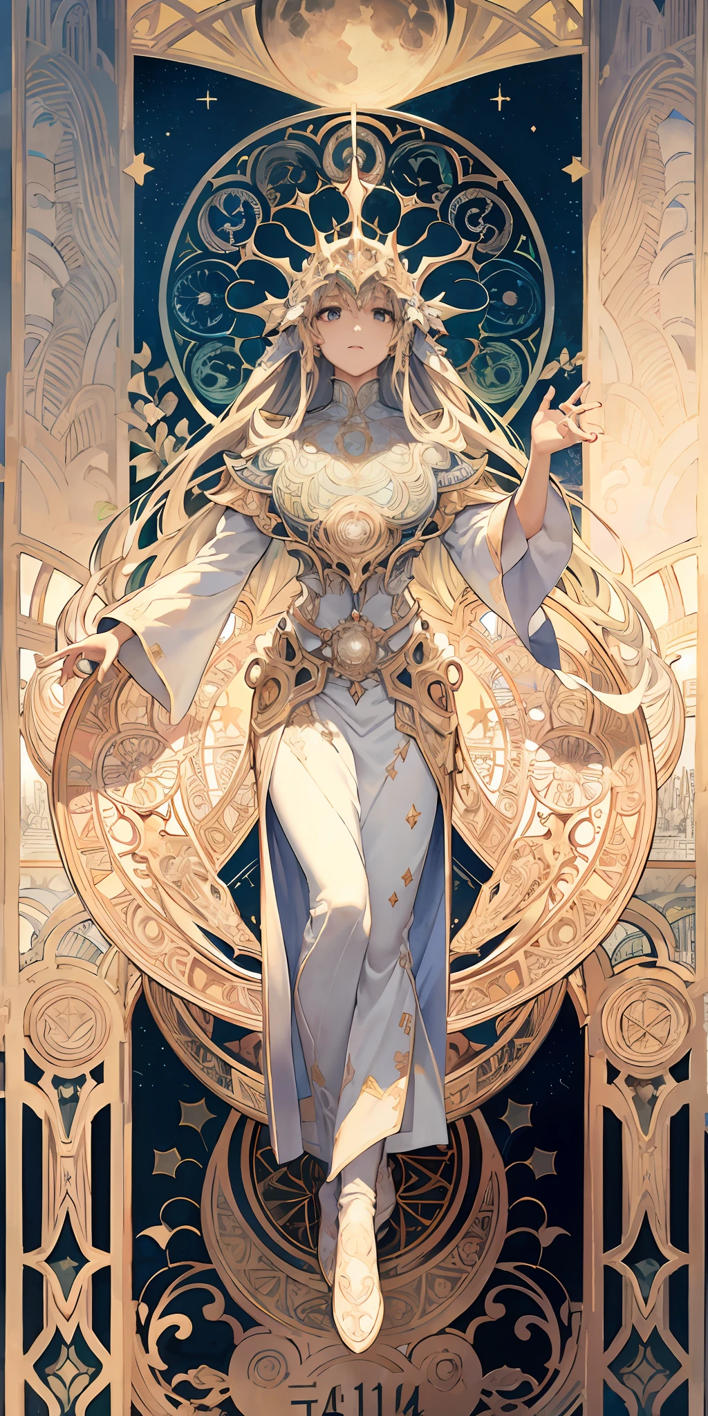 Blank box,Blank cards, Flower frame, Decorative panels, abstract artistic, Alphonse Mucha (tmasterpiece, best qualtiy, A high resolution: 1.4), A detailed, Complicated details, 4K, Color splattering, Line art, Fibonacci, starrysky, natta, exteriors, Clouds, Reflectors, Eau, magick, (tarot cards),Cards, ((beautiful golden crystal star)) buliding, palaces, Patterned, Sumeru, Clouds, themoon