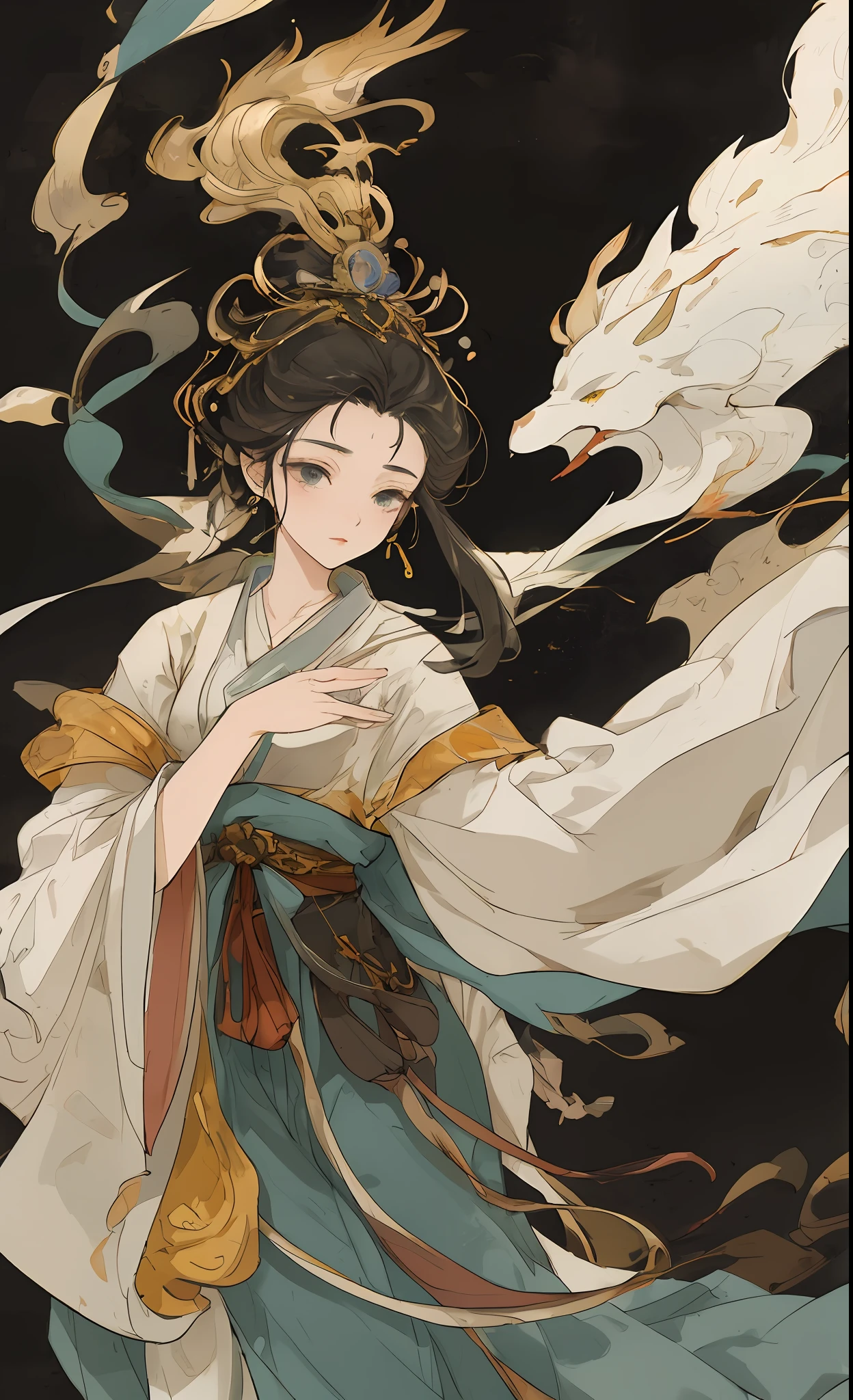 A girl, ancient Chinese costume, whole body, sunshine, clear face, clean white background, masterpiece, super detail, epic composition, ultra HD, high quality, extremely detailed, official art, uniform 8k wallpaper, super detail, 32k