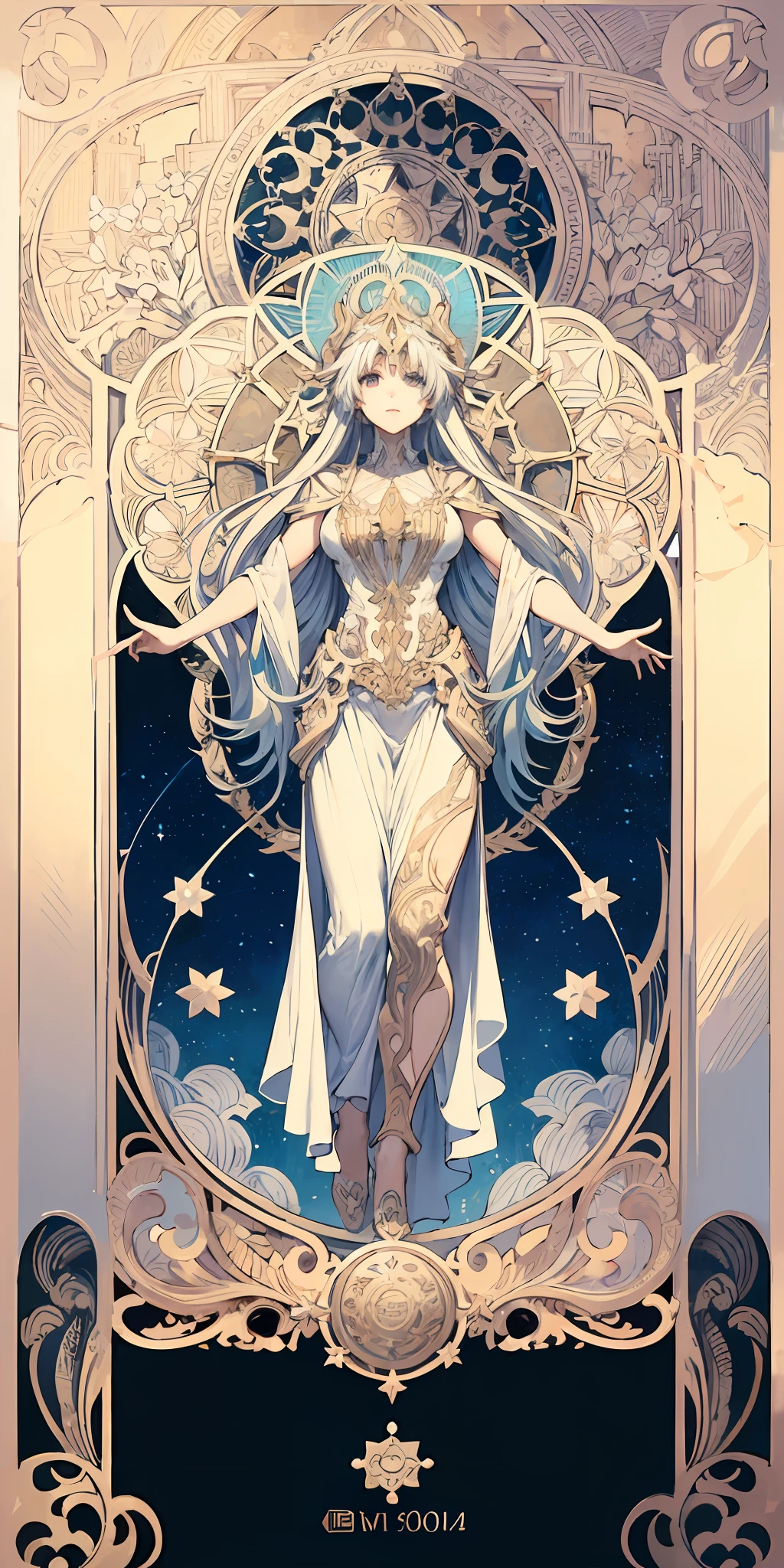 Blank box,Blank card, Slim frame,Flower frame, Decorative panels, abstract artistic, Alphonse Mucha (tmasterpiece, best qualtiy, A high resolution: 1.4), A detailed, Complicated details, 4K, Color splattering, Line art, Fibonacci, starrysky, natta, exteriors, Clouds, Reflectors, Eau, magick, (tarot cards),Cards, ((beautiful golden crystal star)) buliding, palaces, Patterned, Sumeru, Clouds, themoon