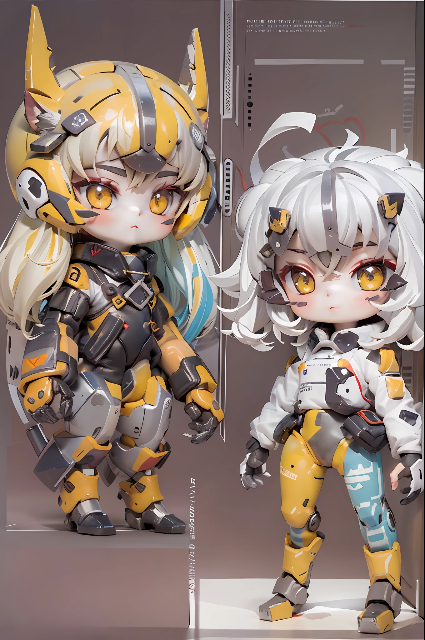 (1 robot boy:1.2),(Machinary:1.3),(mythological creatures:1.2),beast,(White hair:1.2),(yellow clothing:1.2),Fluffy,(beautfully face:1.2),gradient colors((best qualtiy)),((Masterpiece)),(offcial art,Beauty and aesthetics:1.2),depth of fields,composition(full bodyesbian:1.2),(tchibi:1.2),(beautiful and detailed eye:1.3),Long tail,(rainbow-candy:0.8),full bodyesbian,jj, Black background,yin yang,chibi, full bodyesbian