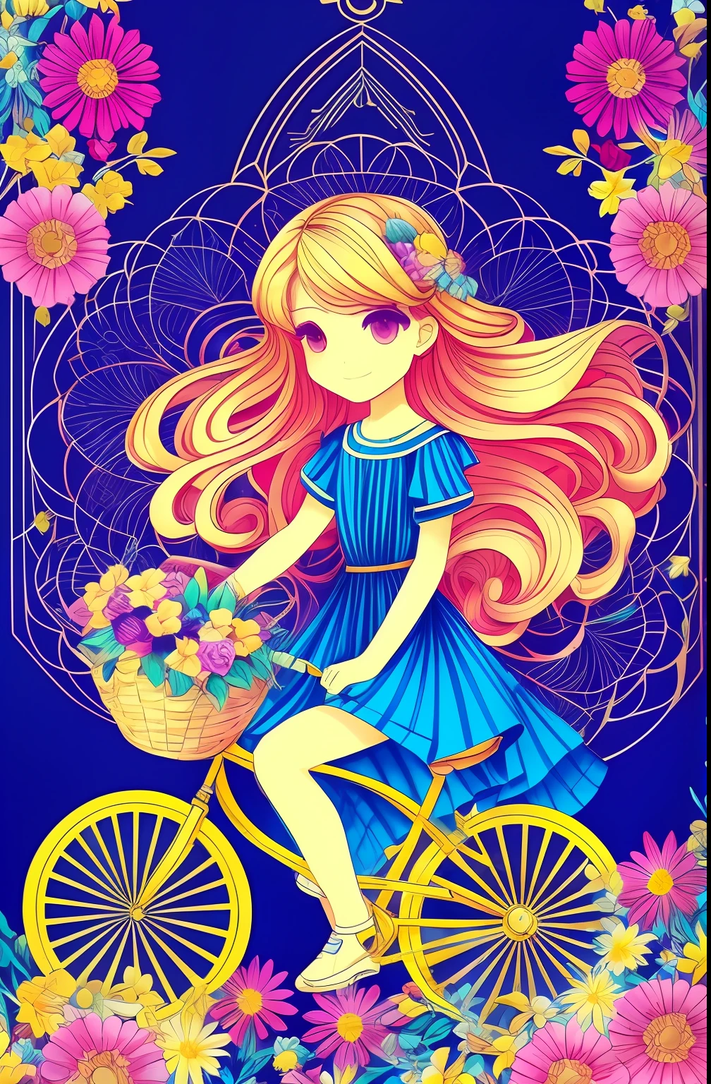 ( A beautiful happy girl sitting pedaling a beautiful bike with a flowery dress is a basket on the bike full of colorful flowers),   olho colorido) Shepard Fairey (EUA) acolchoamento ,multidimensional geometric wall PORTRAIT, arte, Chibi,
Yang08k, lindo, Colouring,
Primary works, qualidade superior, melhor qualidade, Arte Oficial, Beautiful and Aesthetic, 32k acolchoamento ,multidimensional geometric wall PORTRAIT, arte, Chibi,
Yang08k, lindo, Colouring,
Primary works, qualidade superior, melhor qualidade, Arte Oficial, Beautiful and Aesthetic, 32k