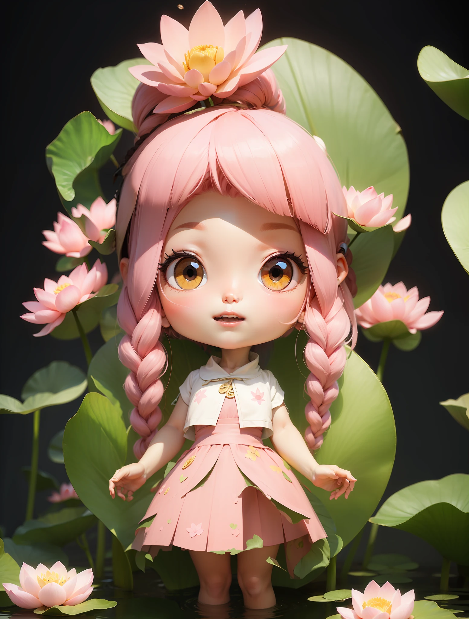 A circle of lotus headdresses,A pink-haired