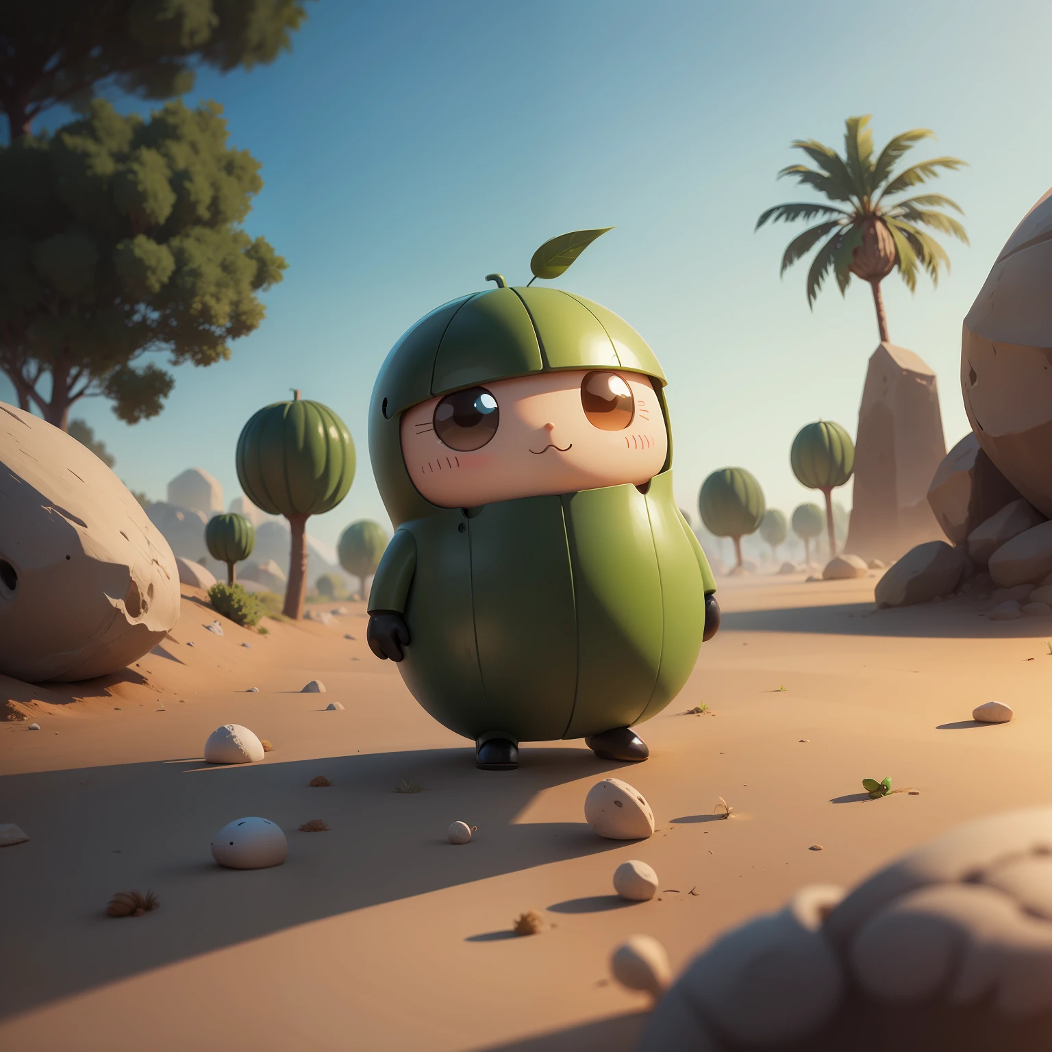 Cute humanoid seed cartoon image,