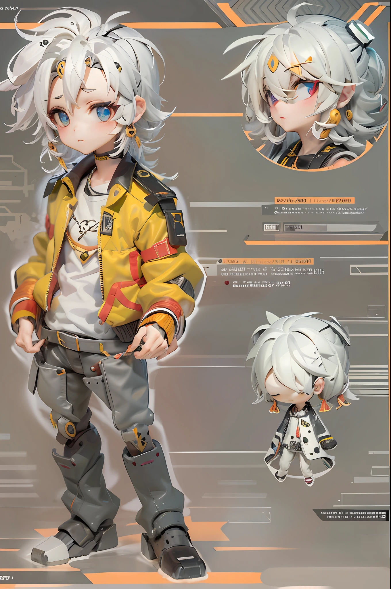 (1 robot boy:1.2),(Machinary:1.3),(mythological creatures:1.2),beast,(White hair:1.2),(yellow clothing:1.2),Fluffy,(beautfully face:1.2),gradient colors((best qualtiy)),((Masterpiece)),(offcial art,Beauty and aesthetics:1.2),depth of fields,composition(full bodyesbian:1.2),(tchibi:1.2),(beautiful and detailed eye:1.3),Long tail,(rainbow-candy:0.8),full bodyesbian，jj,  Black background，yin yang，chibi, full bodyesbian