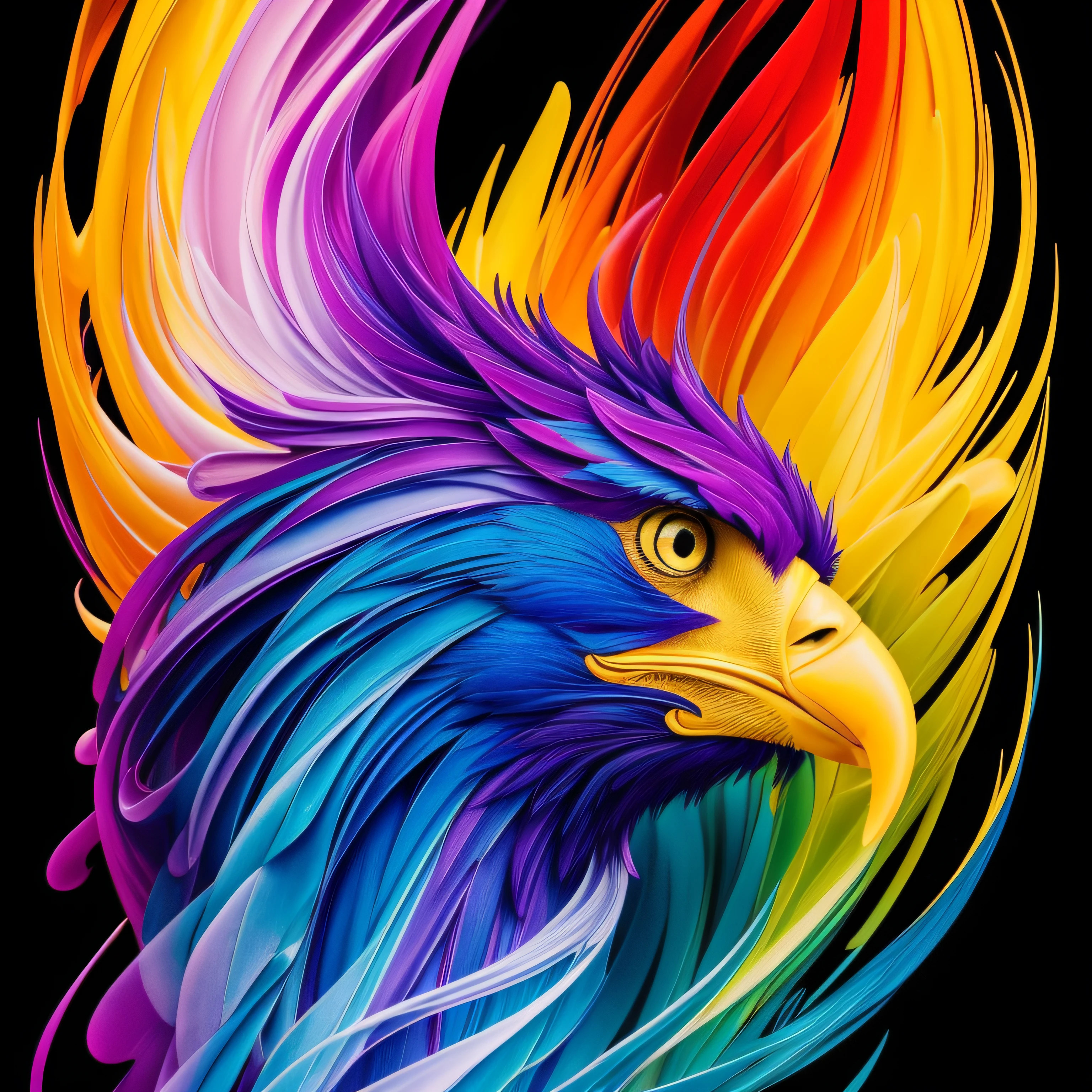 Colorful Eagle: A 28-year-old Giru, oil painting, perfect feathers, blue yellow colors, light purple and violet additions, light red additions, intricate details, welcome screen, 8k resolution, masterpiece, artstation digital painting Very smooth ink flow: 8k resolution Photorealistic masterpiece: Intricately detailed fluid gouache painting: by Jean Baptiste Mongue: Calligraphy: Acrylic: Watercolor Art, Professional Photography, Daylighting, Maximalist Volumetric Lighting Photoillustration: by Marton Bobzert:, Complex, Elegant, Expansive, Fantastic, Vibrant, Best Quality Details, Realistic, High Definition, High Quality Texture, Epic Lighting, Motion Picture Still, 8k, Soft Lighting, Anime Style, Masterful Playing Card Edge, Random Colorful Art, Oil Painting, Blue Yellow Colors, Purple Color Additions clear and violet, light red additions, intricate details, welcome screen, 8K resolution, masterpiece, artstation digital painting Very smooth Black ink flow: 8K resolution Photorealistic masterpiece: intricately detailed fluid gouache painting: by Jean Baptiste Mongue: Calligraphy: acrylic: watercolor art, professional photography, natural lighting, volumetric lighting Maximalist photoillustration: by Marton Bobzert:, complex, Elegant, expansive, fantastic, vibrant