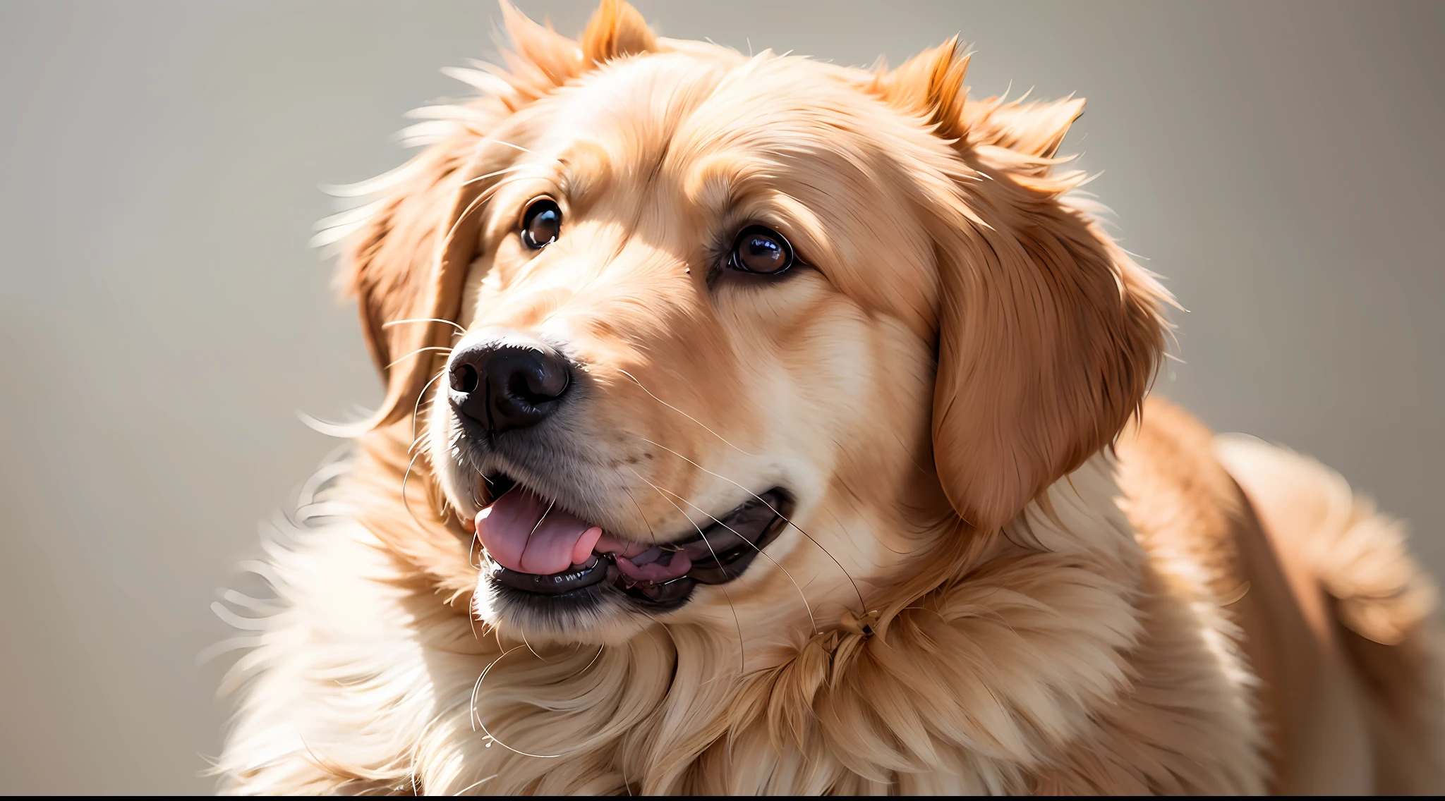 masterpiece, best quality, intricate details, octane render, 8k, golden retriever dog, german sheperd, shit zu, photo realism, white background, facing east
