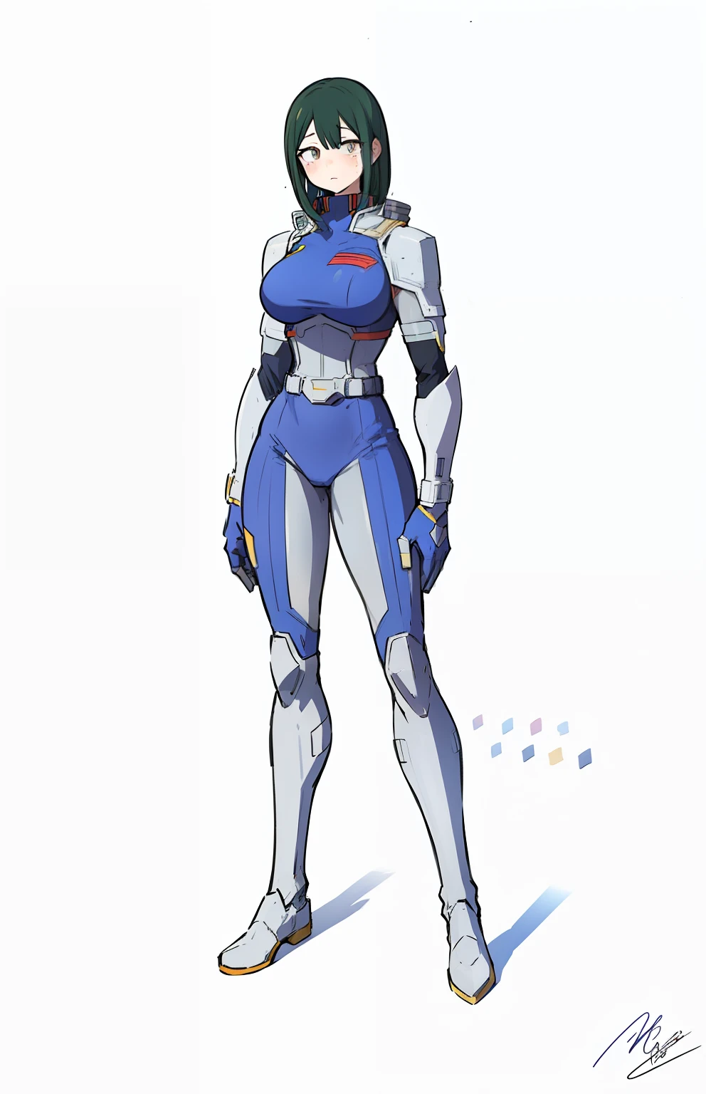 My Hero Academia Style, Anime Girl, Female, Wide Hips, Wide Thighs, Big Breast, White Eyes,