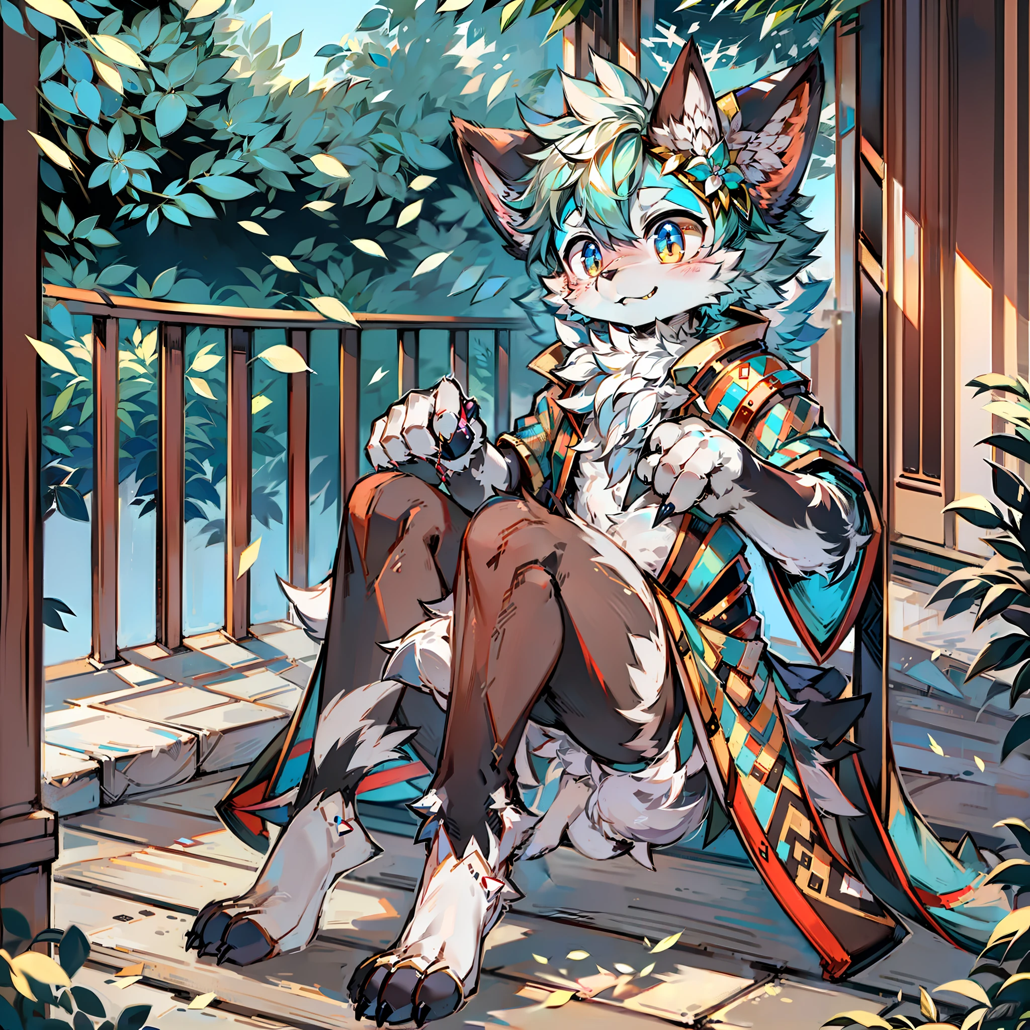 Handsome furry masterpiece,delicate picture quality,Show off the full body of the fluffy tail。