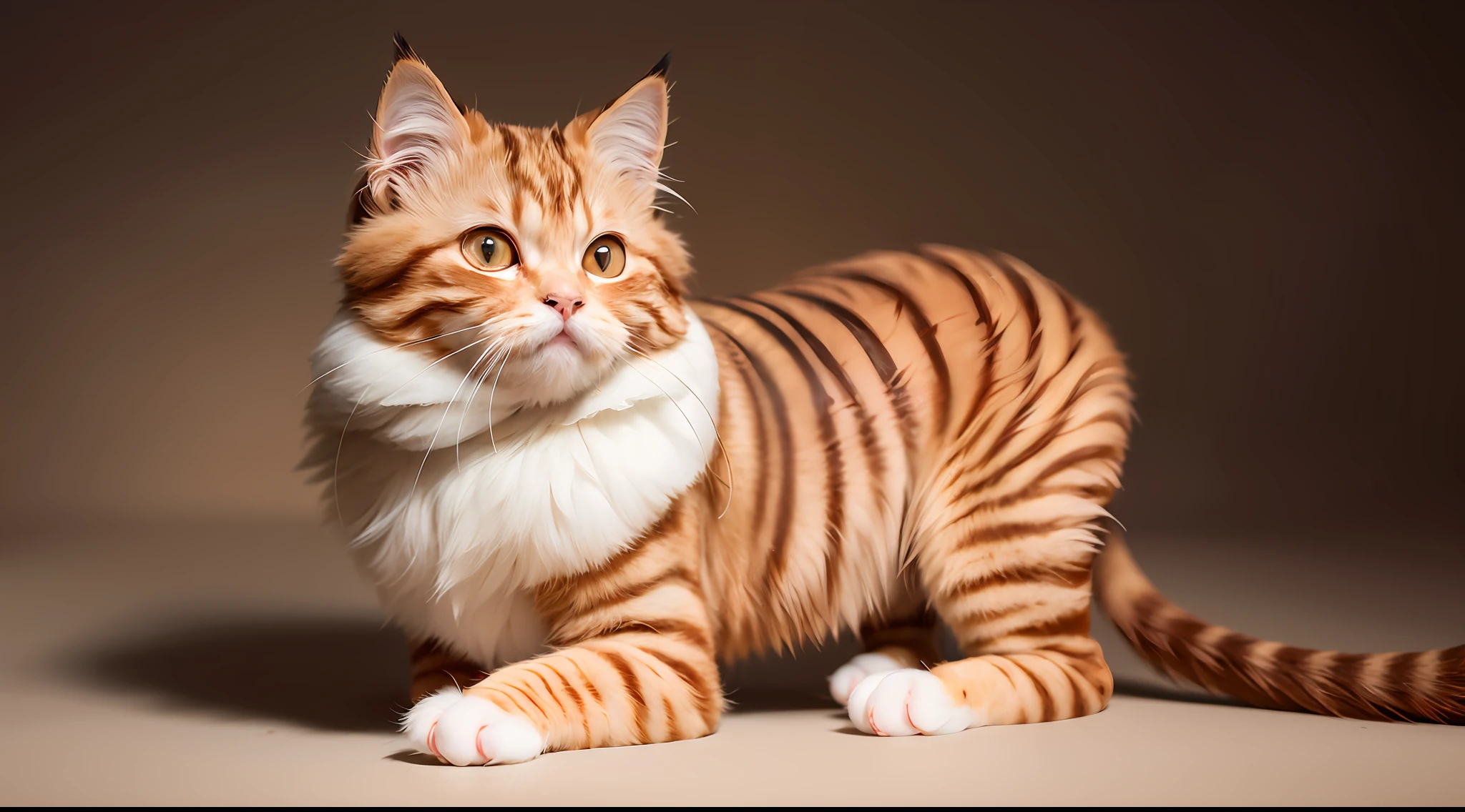 masterpiece, best quality, intricate details, octane render, 8k, persian cat, ginger cat, siamese, photo realism, white background, facing east