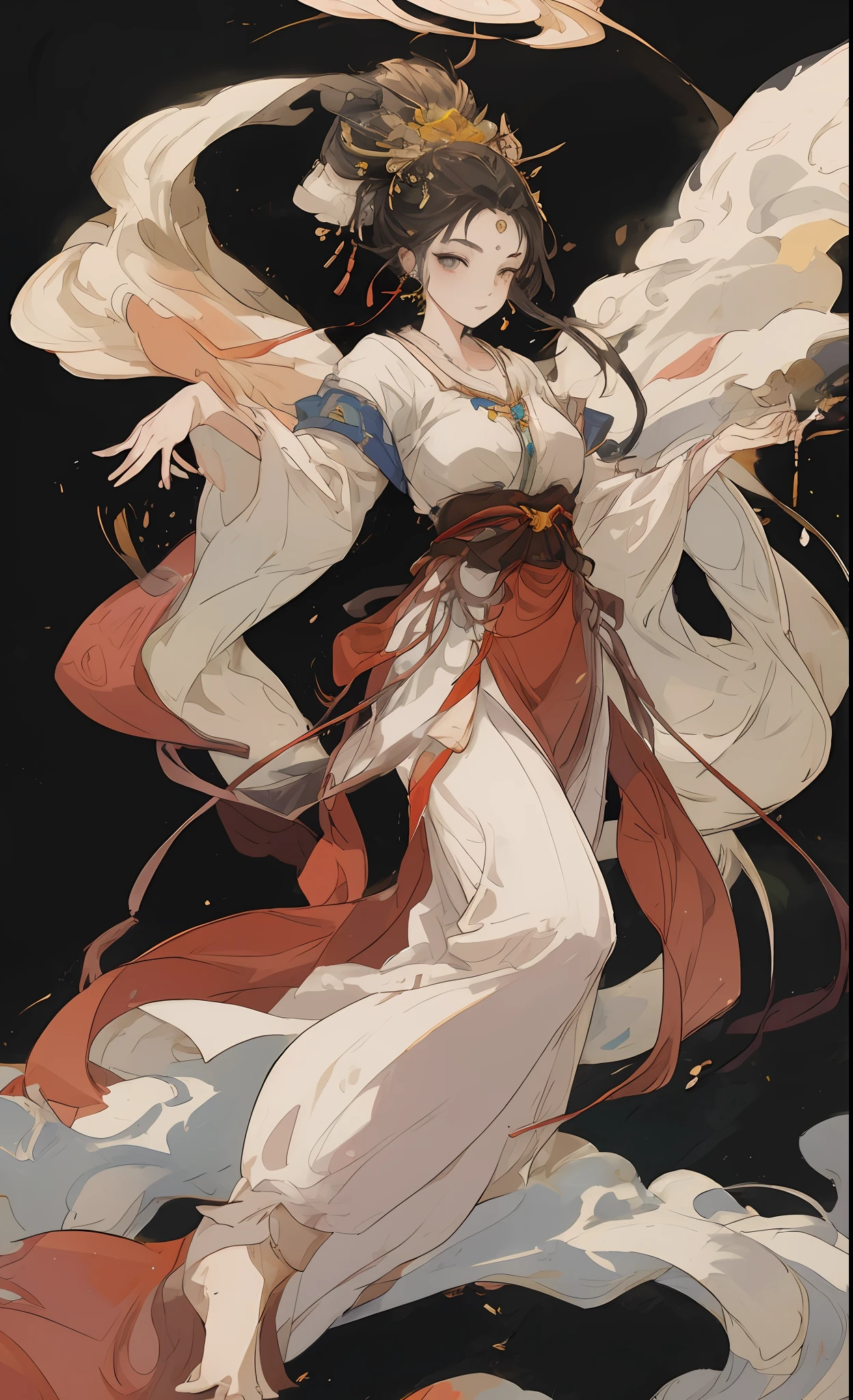 A girl, ancient Chinese costume, whole body, sunshine, clear face, clean white background, masterpiece, super detail, epic composition, ultra HD, high quality, extremely detailed, official art, uniform 8k wallpaper, super detail, 32k