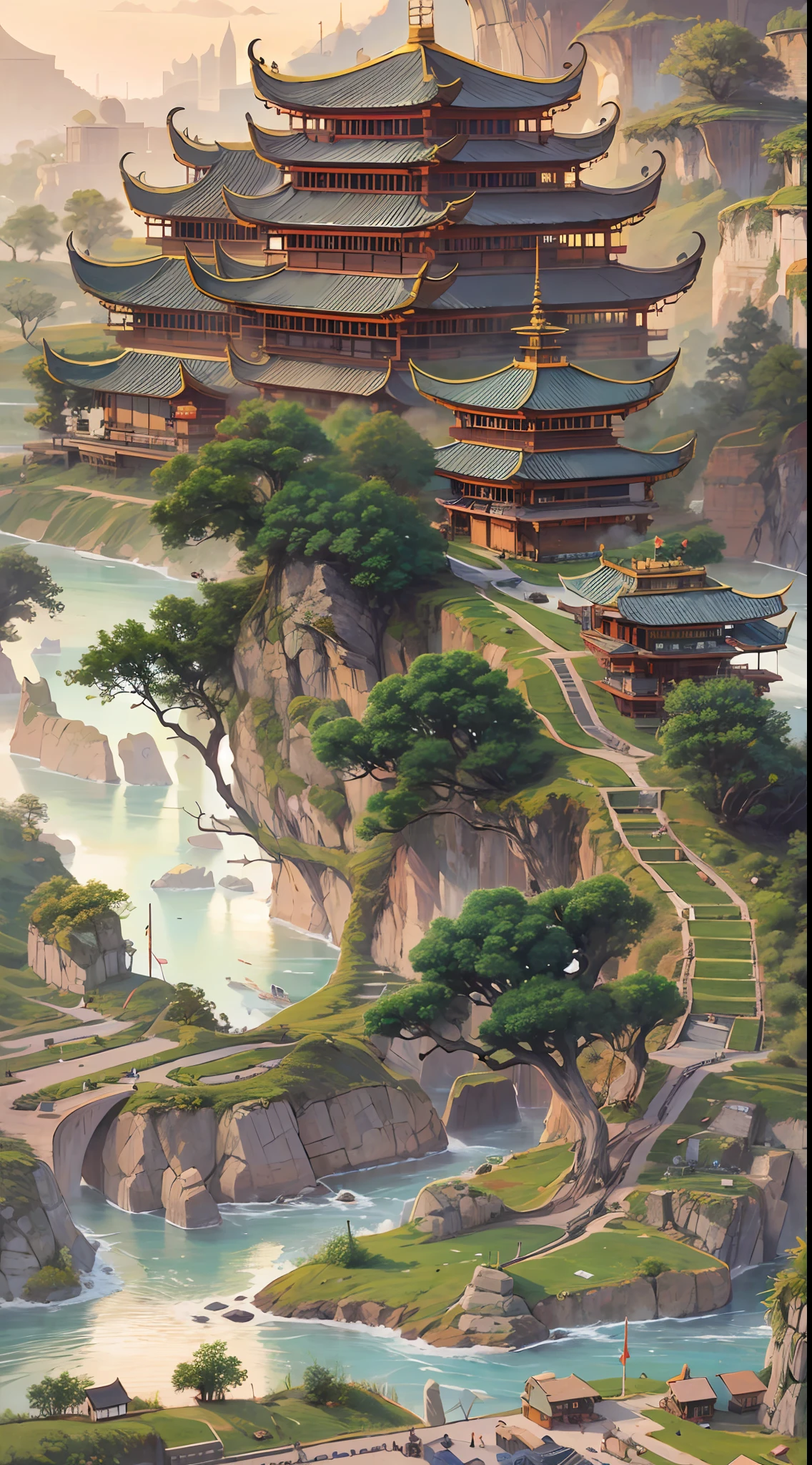 Rolling east of the Yangtze River,masterpiece, best quality, ultra-detailed, best shadow,8k,official art