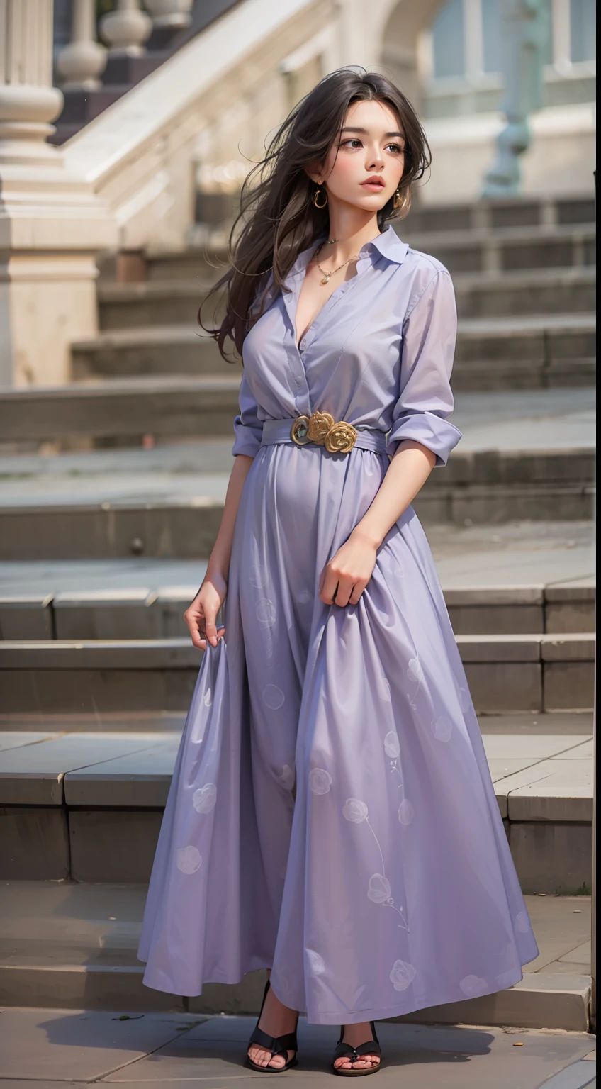 Beautiful woman in Classic Preppy dress