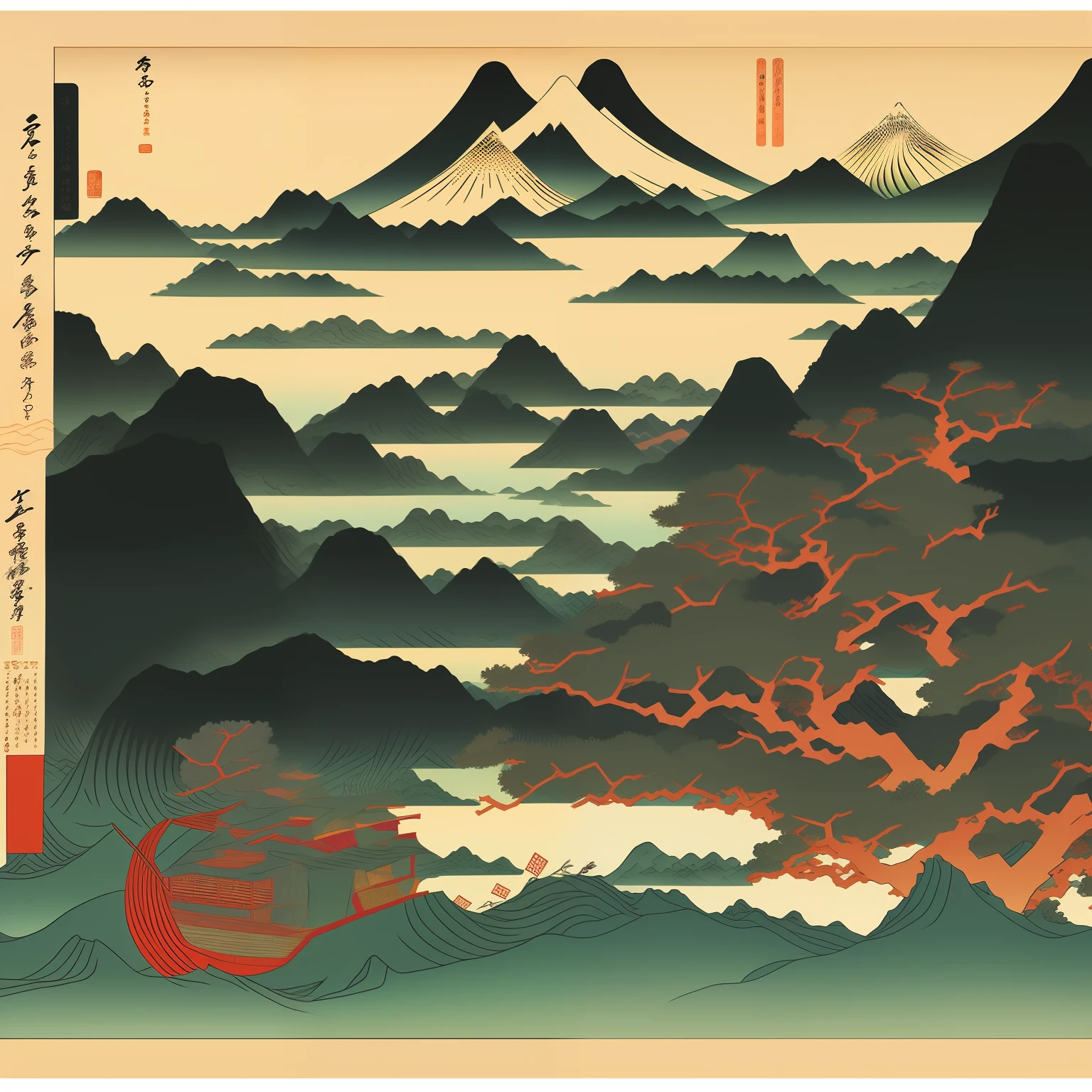 Ukiyo-e landscape painting Chinese style