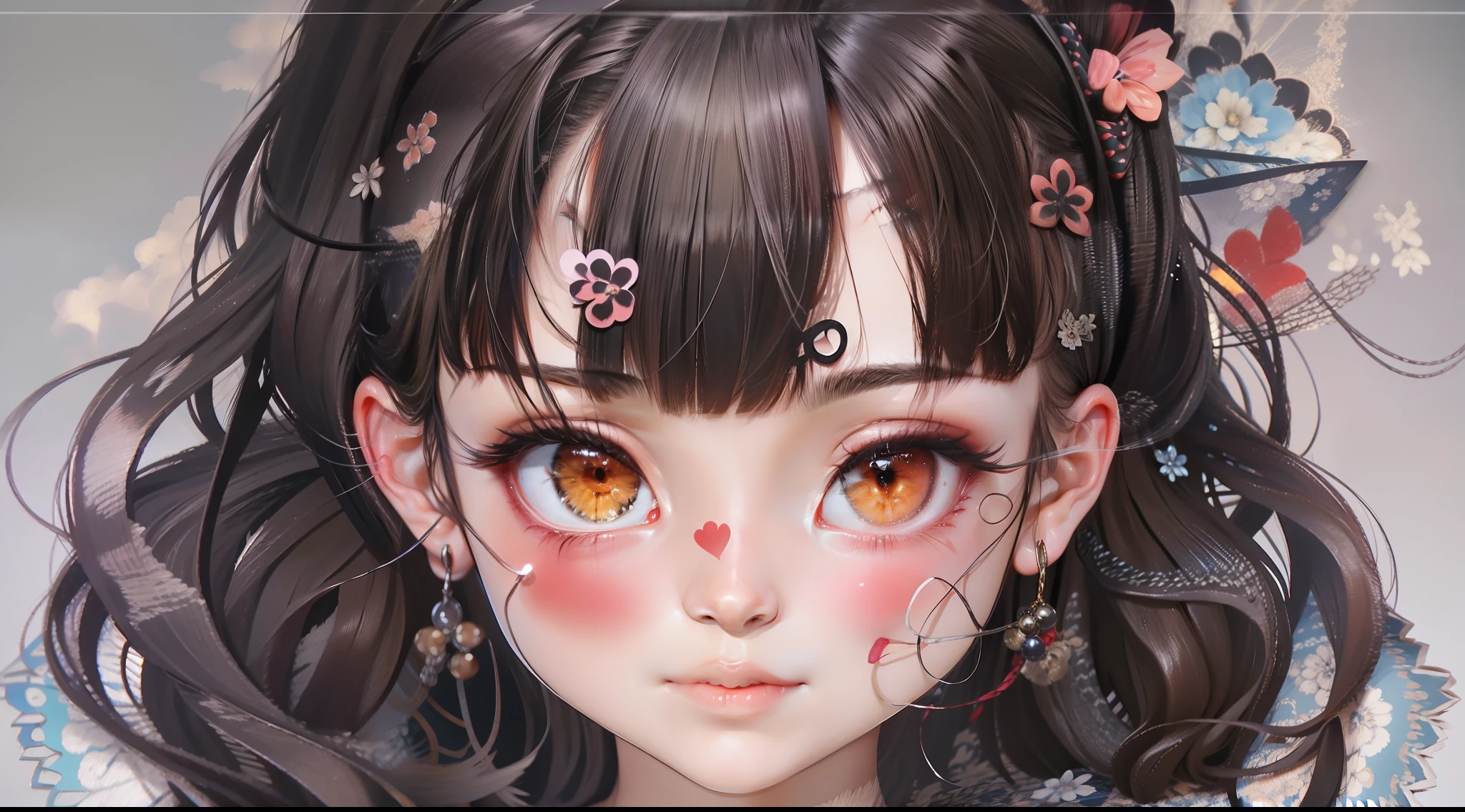black hair, hair bobbles, wince, longeyelashes, solid circle eyes, fake animal ears, light smile, ear blush, fang, black hair, ponytail, forehead jewel, mole under eye, heart-shaped pupils, streaming tears, crescent earrings, shy, embarrassed, blush, sad, panicking, full-face blush, Surrealism, drop shadow, anaglyph, stereogram, tachi-e, pov, atmospheric perspective, Hyperrealism, Verism, cinematic lighting, glowing light, ray tracing, 8k, super detail, ccurate, best quality, UHD, retina, masterpiece, ccurate, anatomically correct, textured skin, super detail, high quality, award winning, best quality, highres