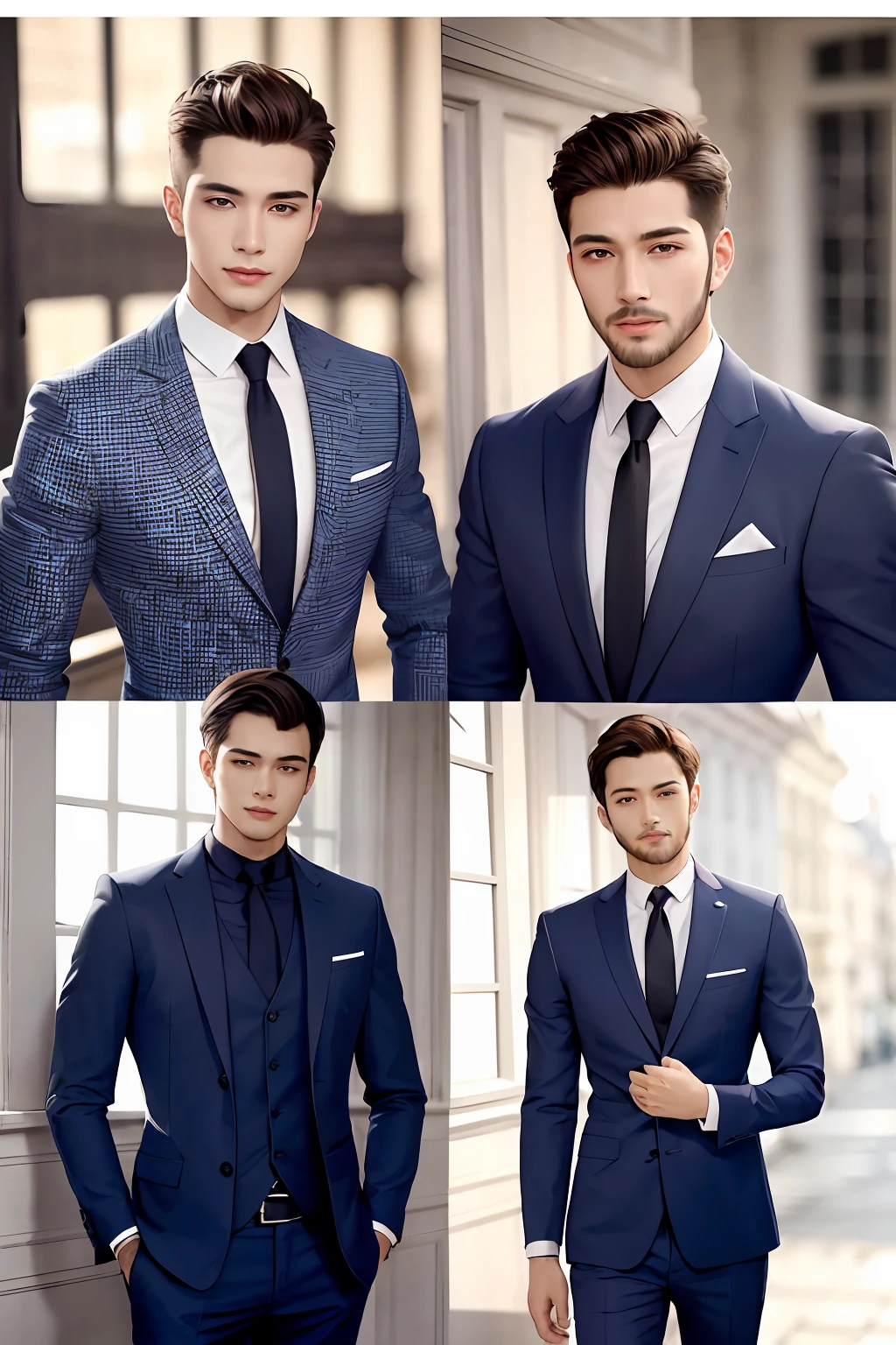 Real handsome guys,Straight facial features、clear silhouette、Healthy complexion、Bright eyes and neat and stylish hair,Confident and charismatic