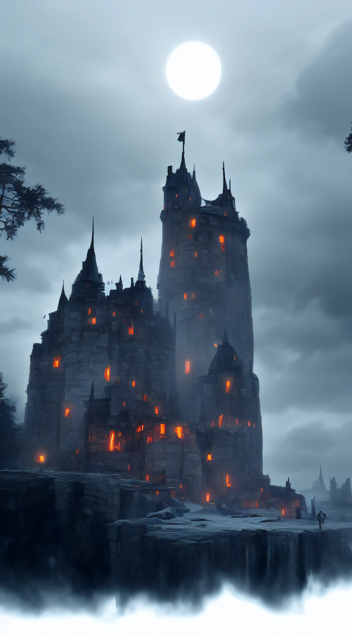 (f/2.4:1.2) (eerie:1.3) (haunting:1.2) (dull:1.2) (gloomy:1.2) (horror:1.2) (a scary crooked castle 🏰) (leaning:1.2) (masterpiece) (cartoon lighting) (toon shading:1.2) (phone wallpaper) (ultra high detaild) (unreal engine 5)