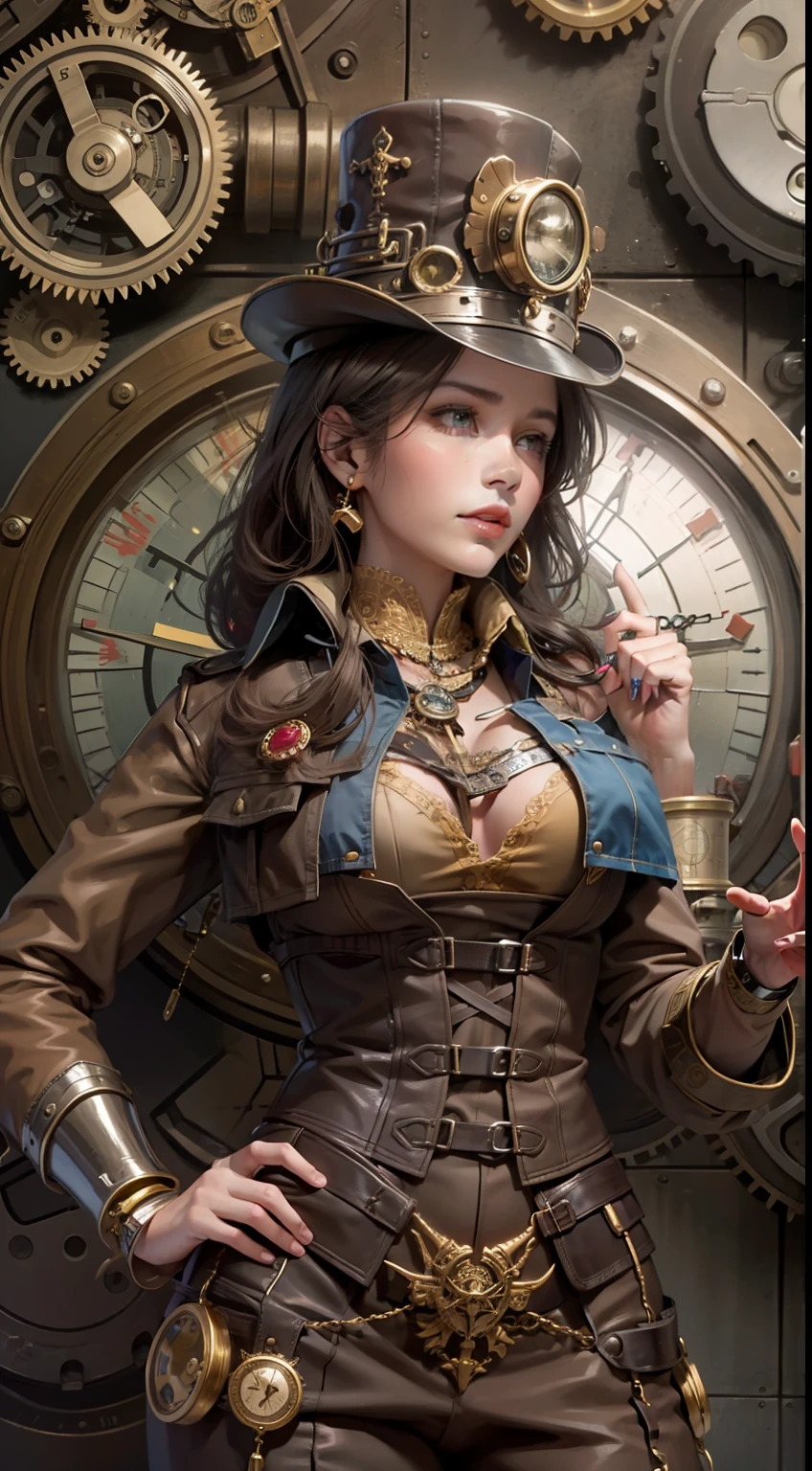 Beautiful woman in Steampunk inventor Outfit